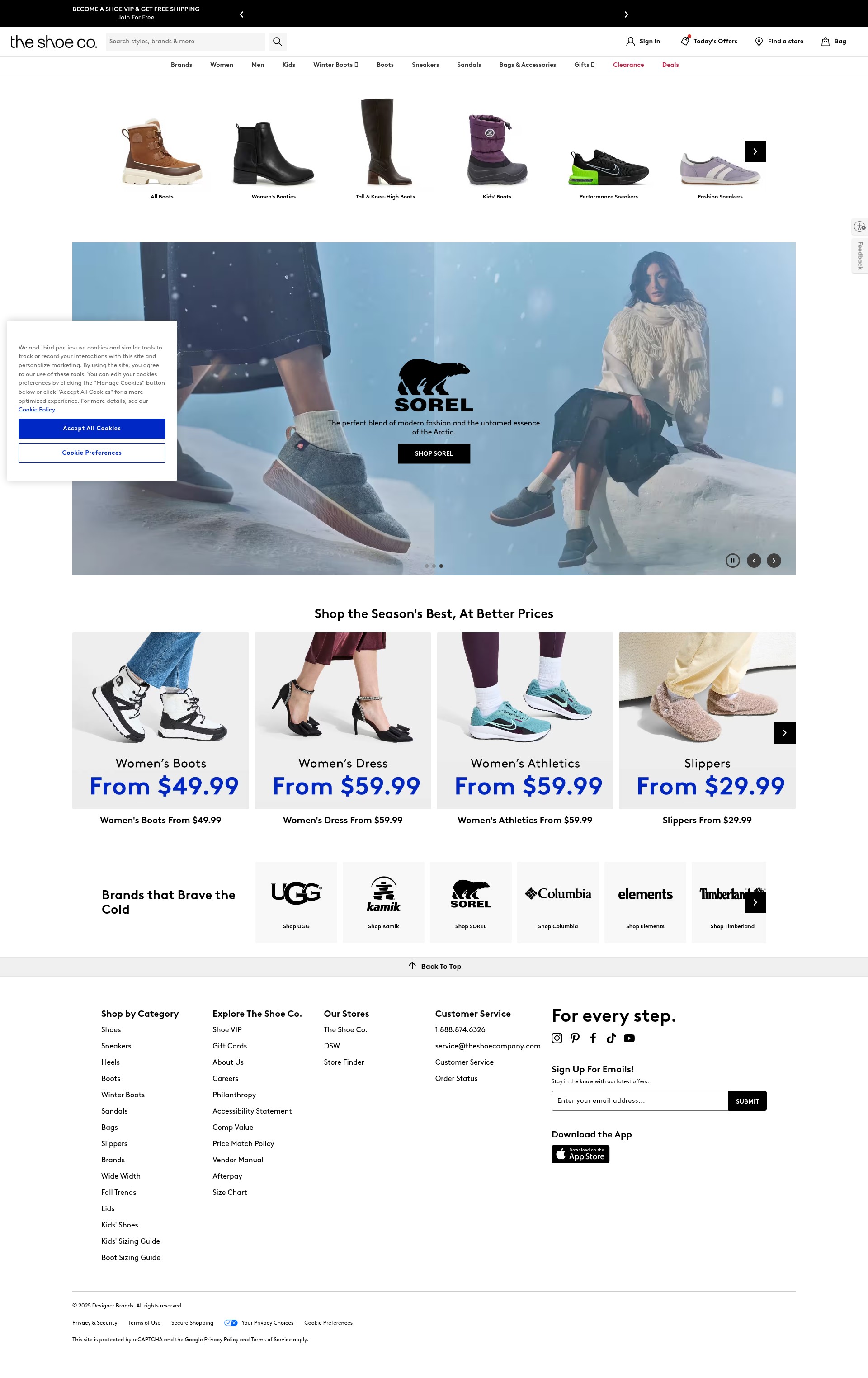 Screenshot of theshoecompany.ca