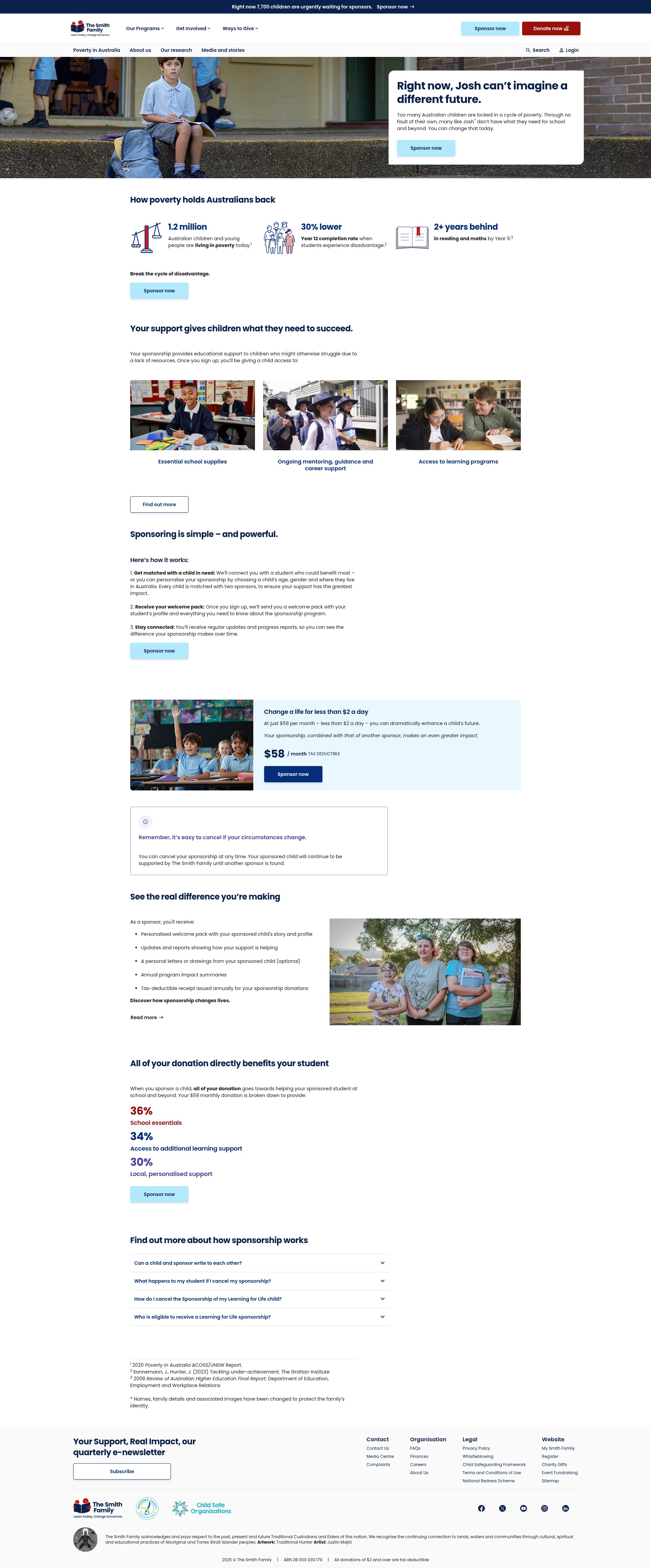 Screenshot of thesmithfamily.com.au