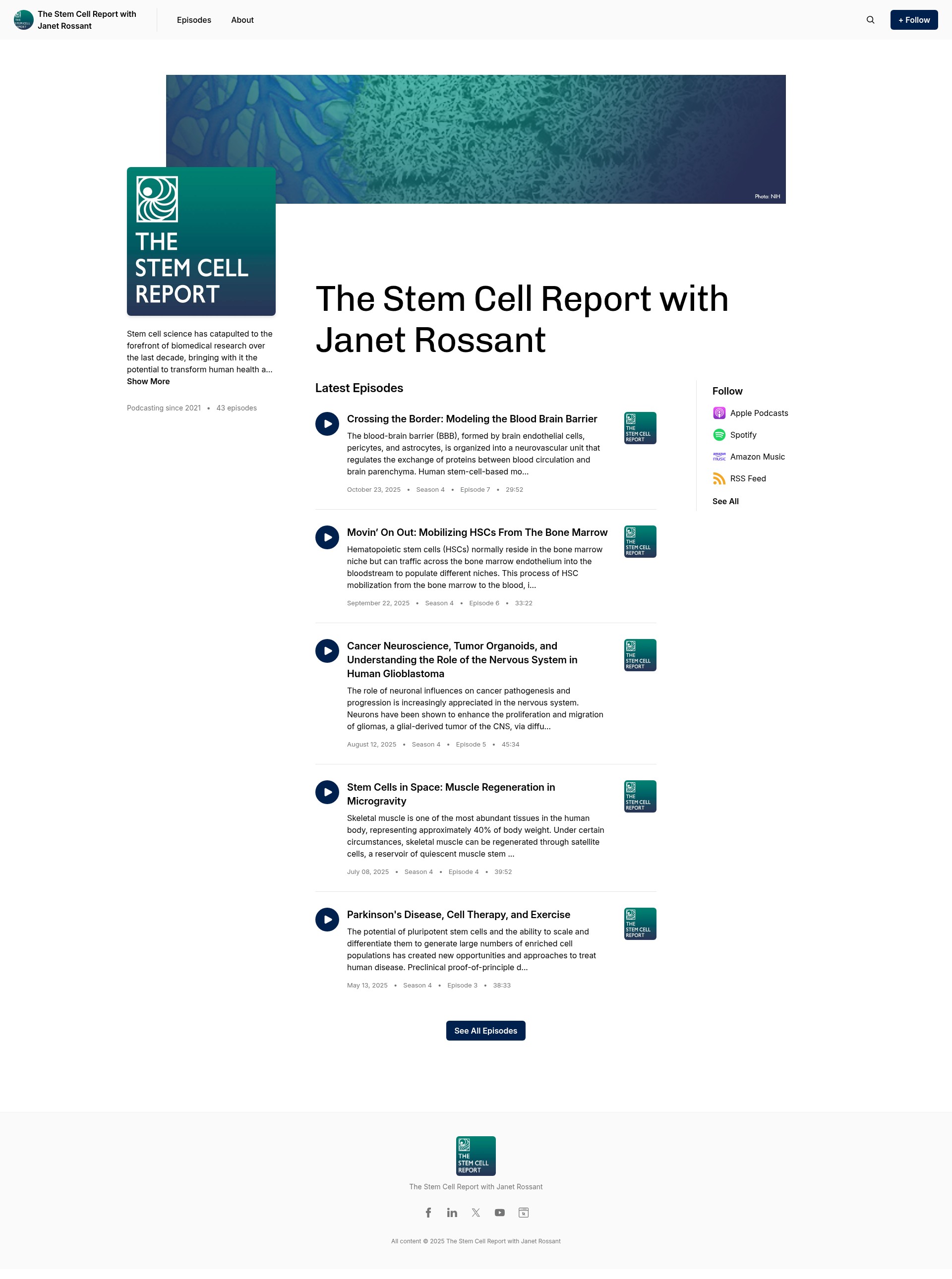 Screenshot of thestemcellreport.buzzsprout.com