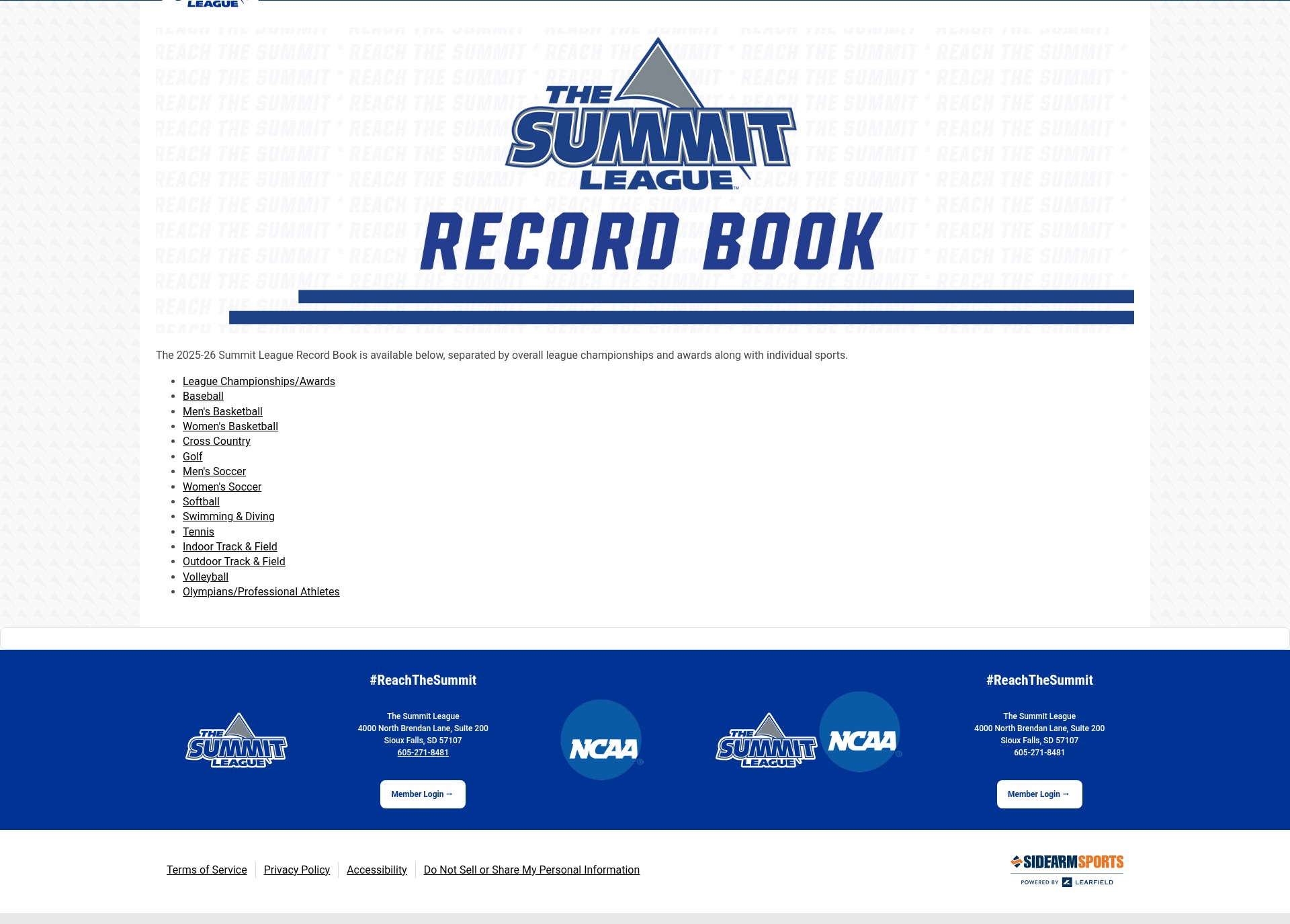 Screenshot of thesummitleague.org