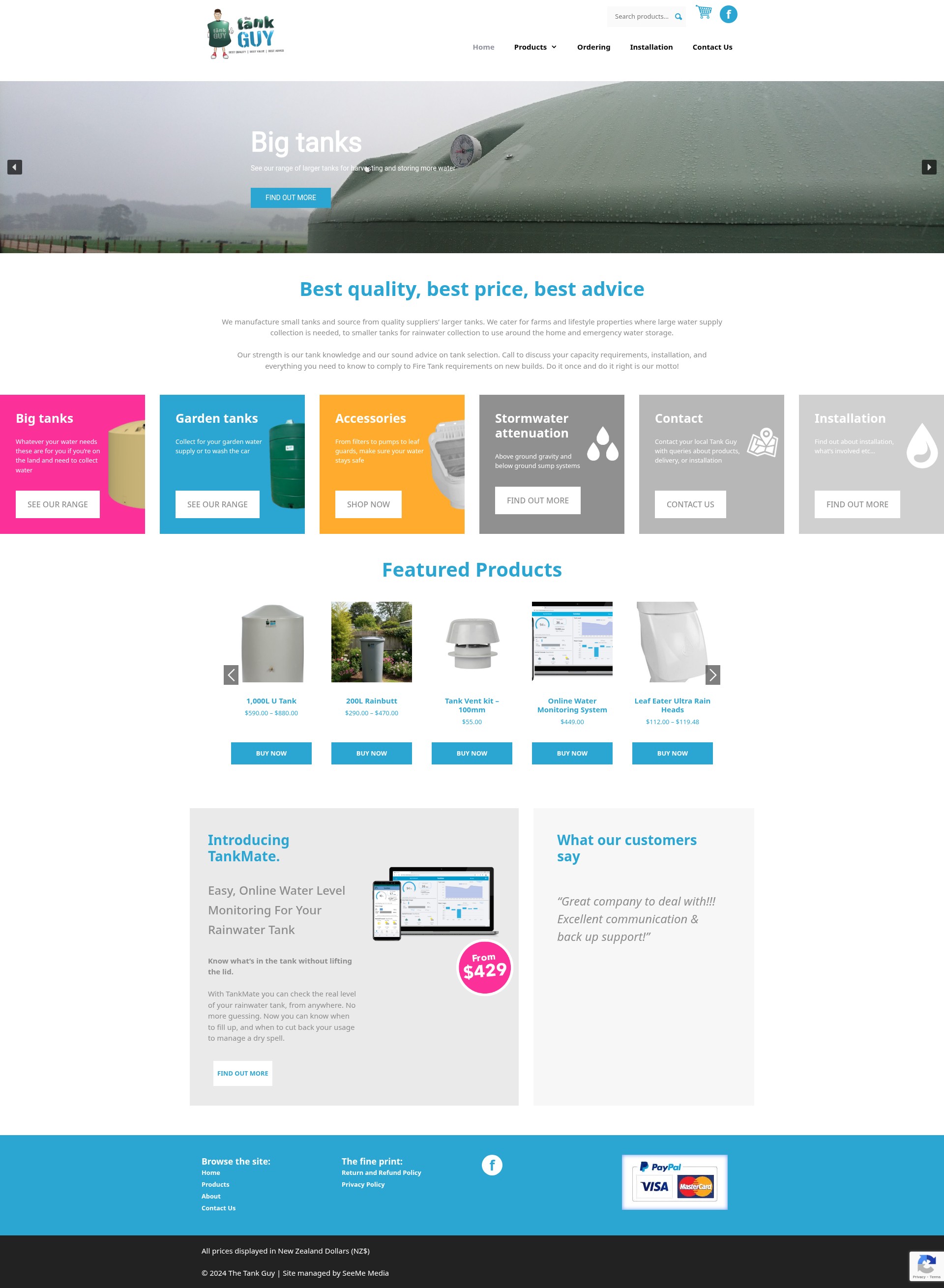 Screenshot of thetankguy.co.nz