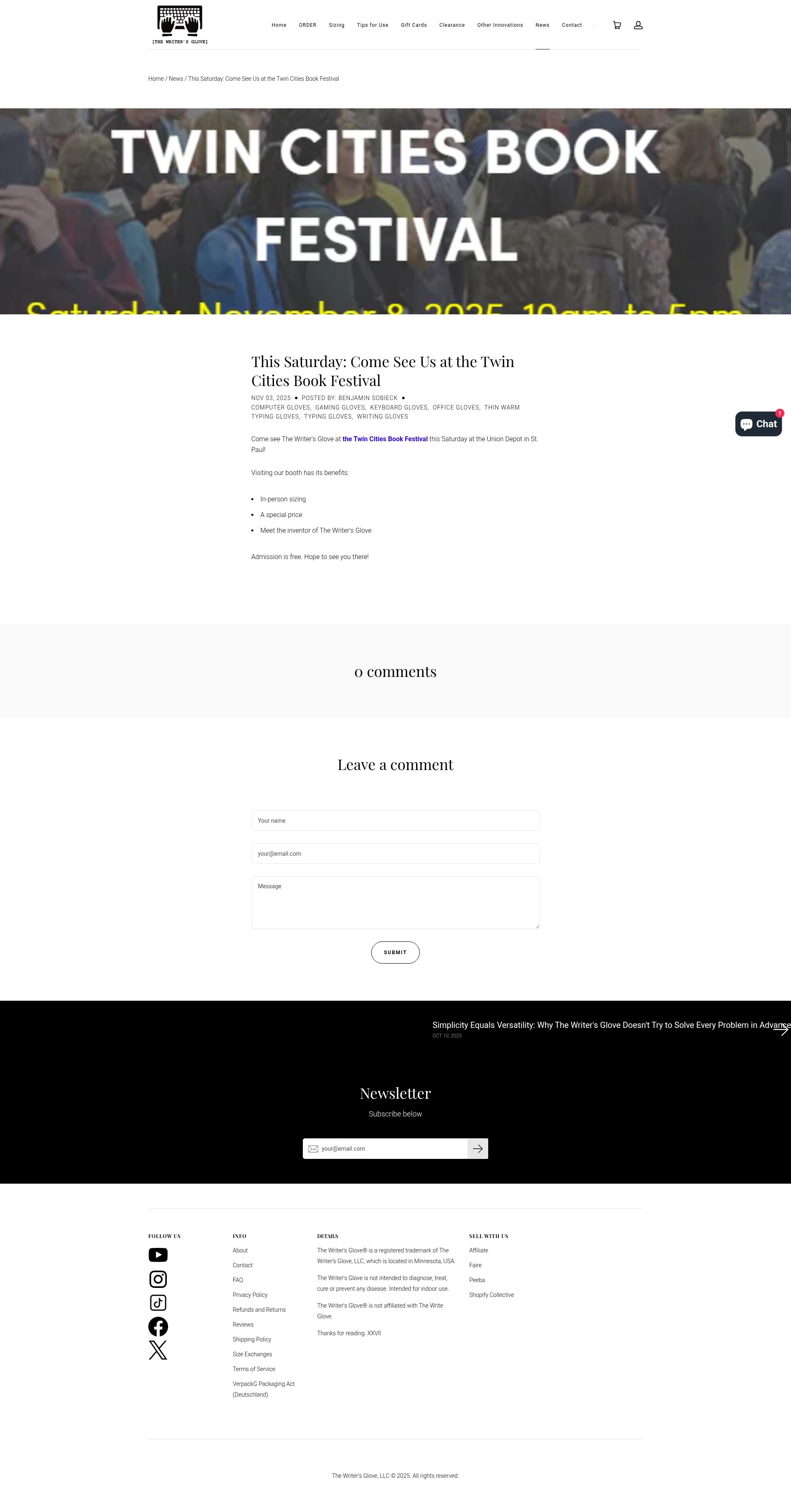 Screenshot of thewritersglove.com