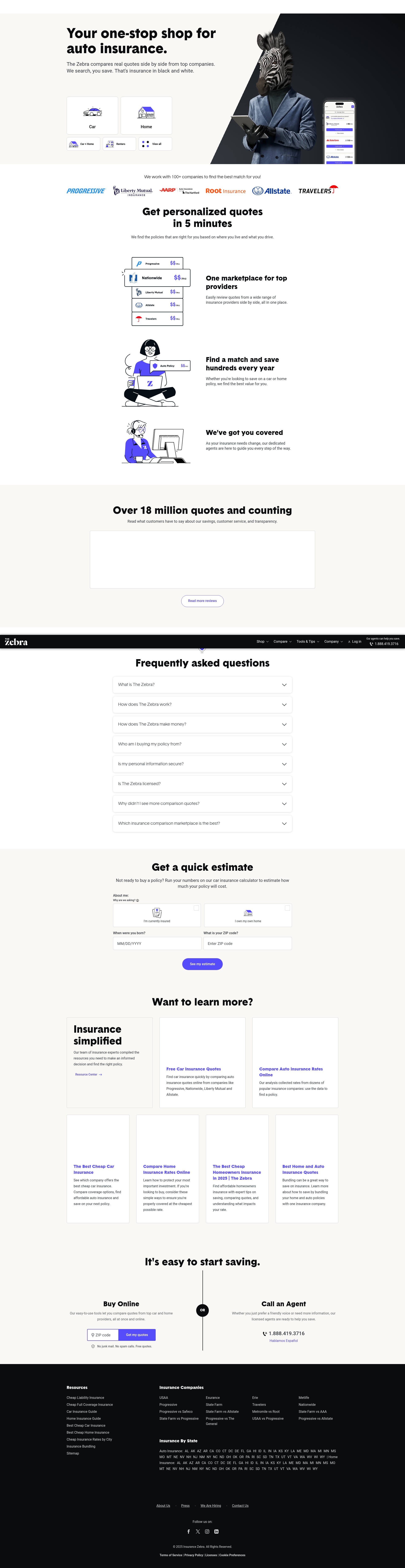 Screenshot of thezebra.com