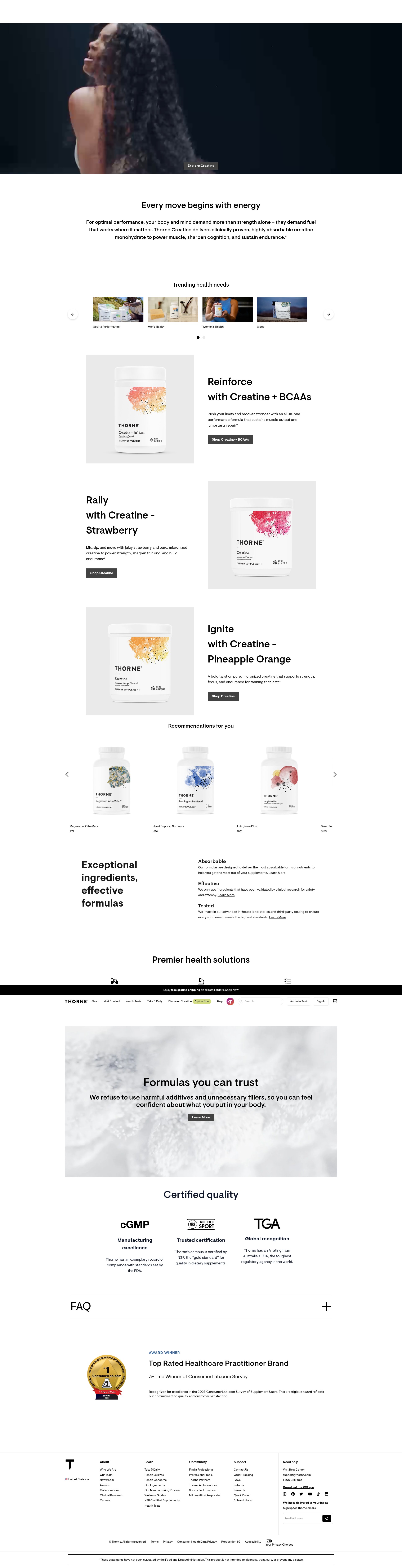Screenshot of thorne.com