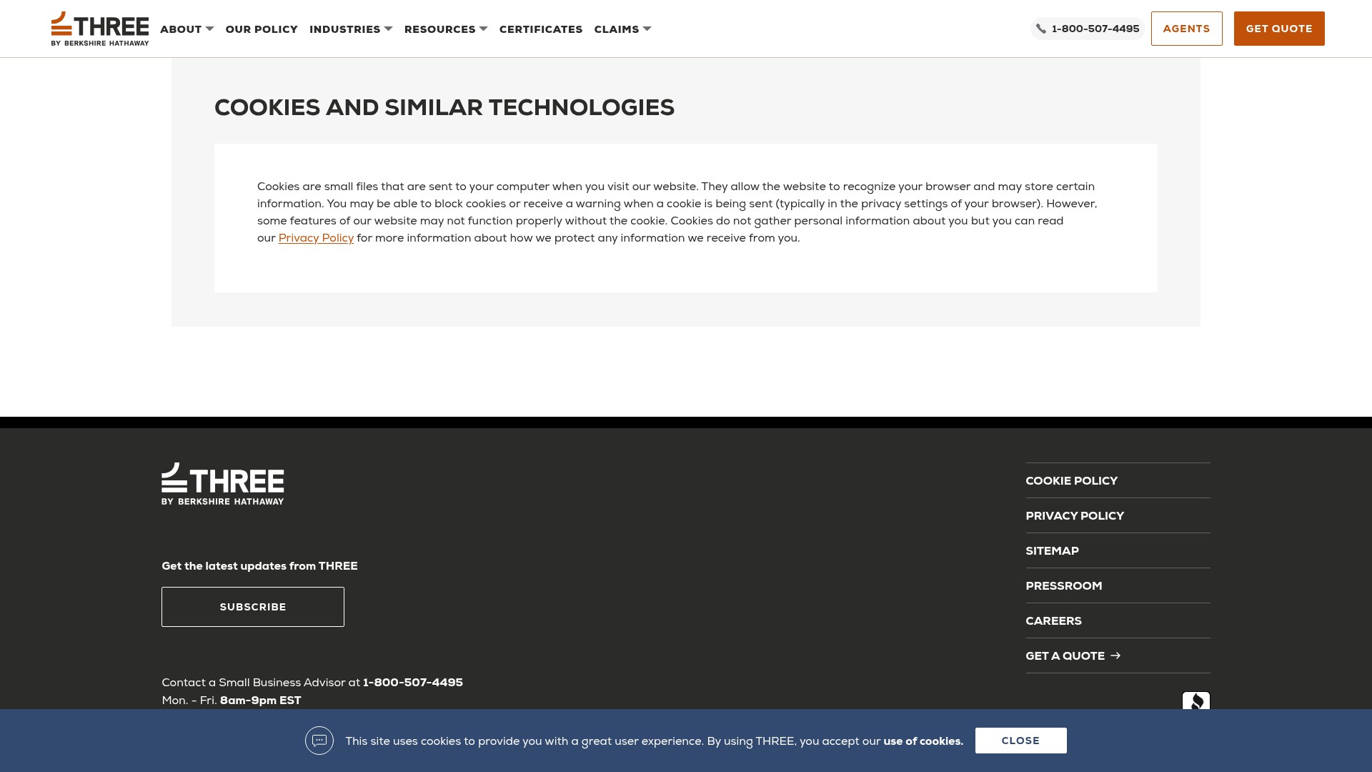 Screenshot of threeinsurance.com