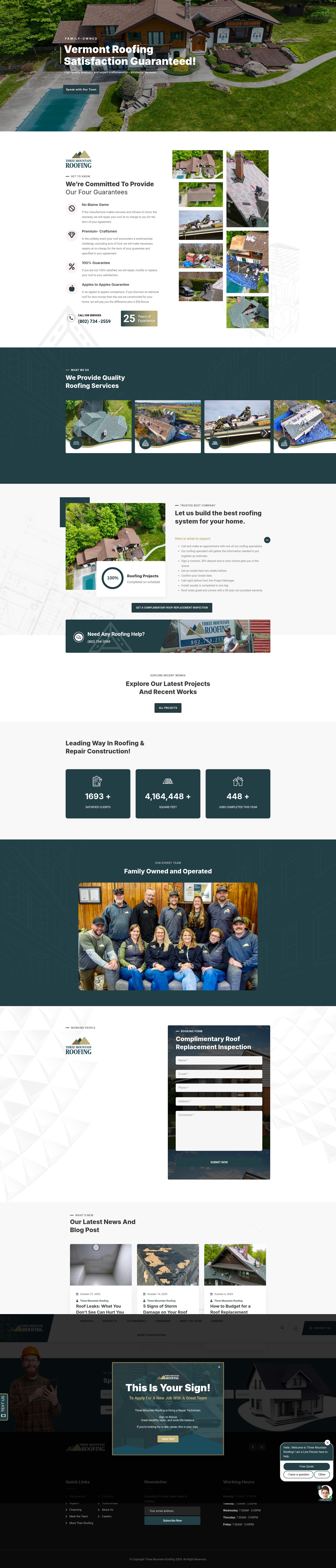 Screenshot of threemountainroofing.com