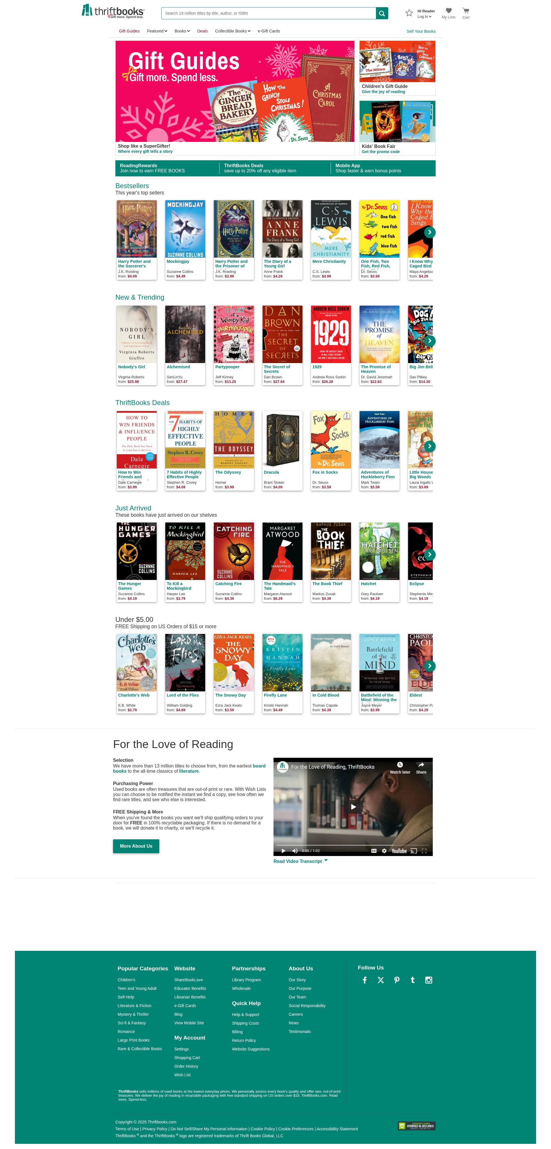 Screenshot of thriftbooks.com