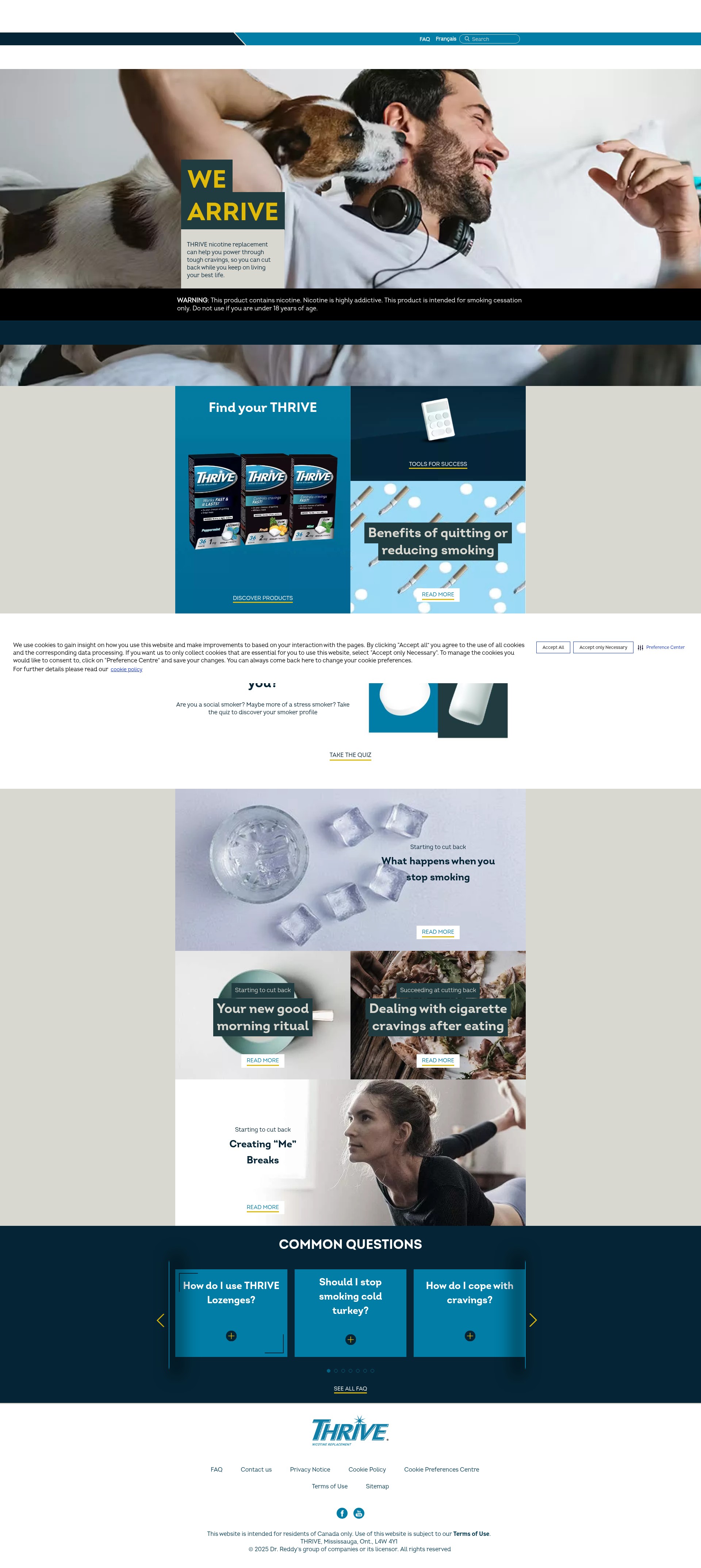 Screenshot of thrive2quit.ca