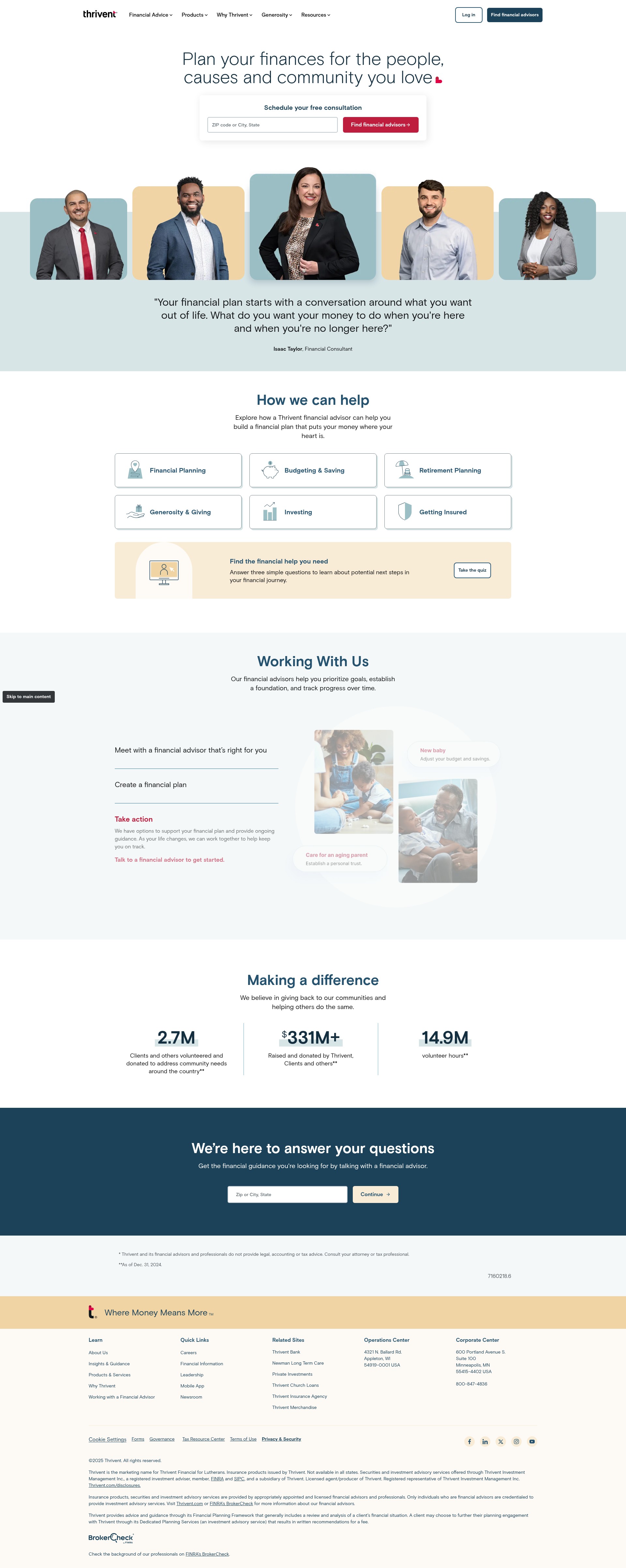 Screenshot of thrivent.com