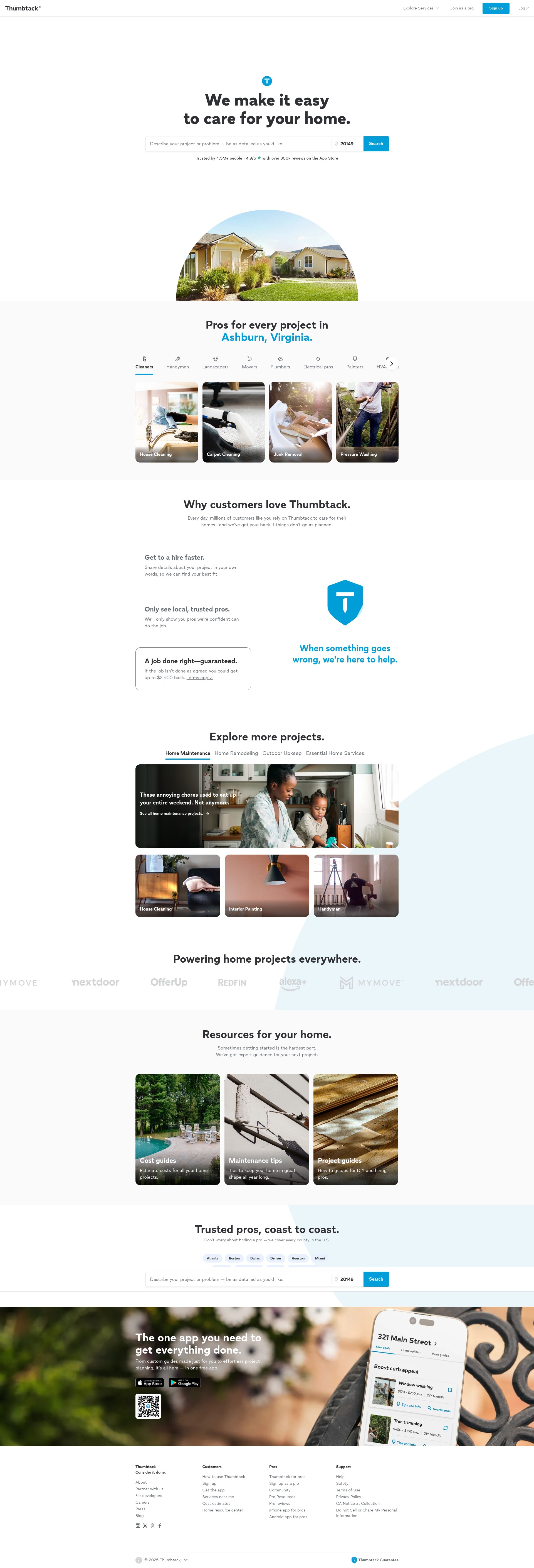 Screenshot of thumbtack.com