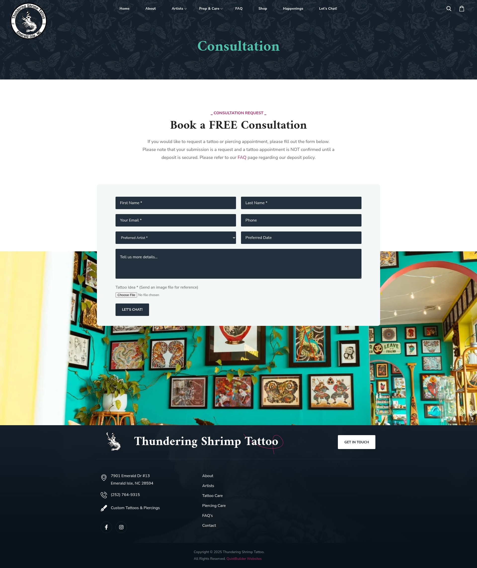 Screenshot of thunderingshrimptattoo.com