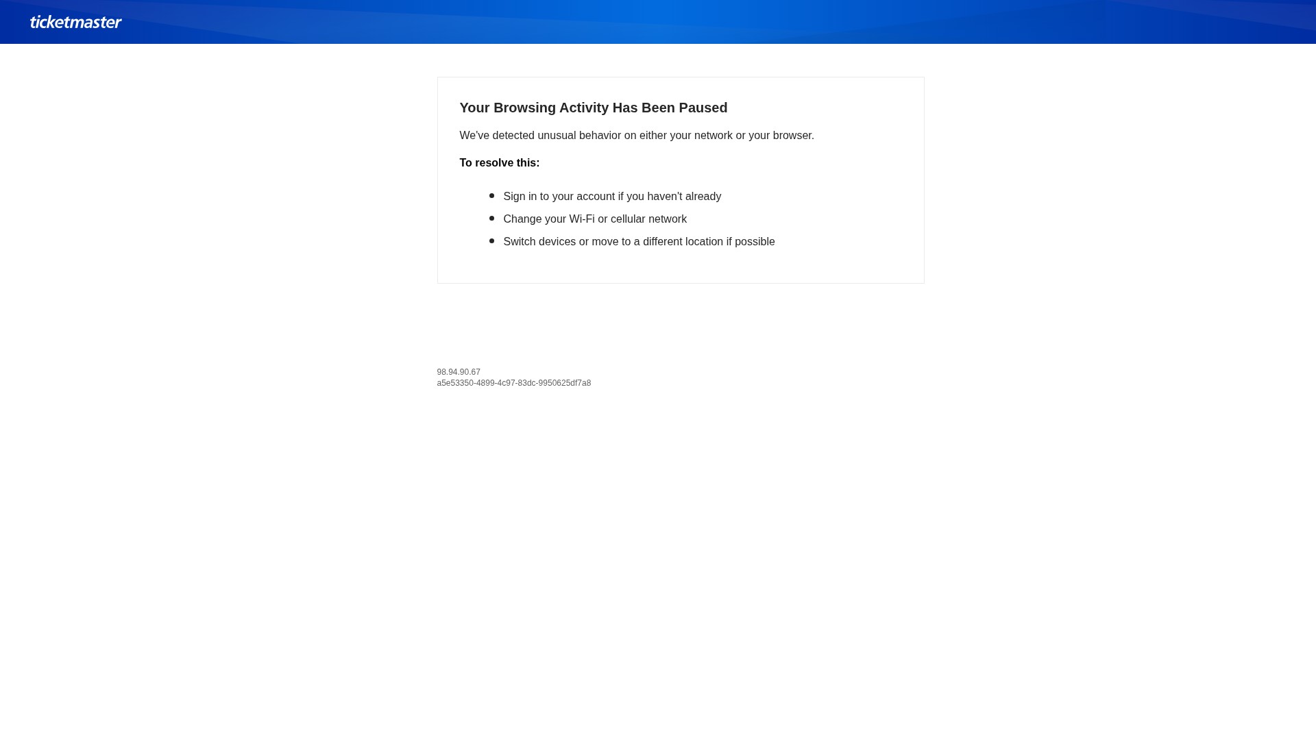 Screenshot of ticketmaster.com