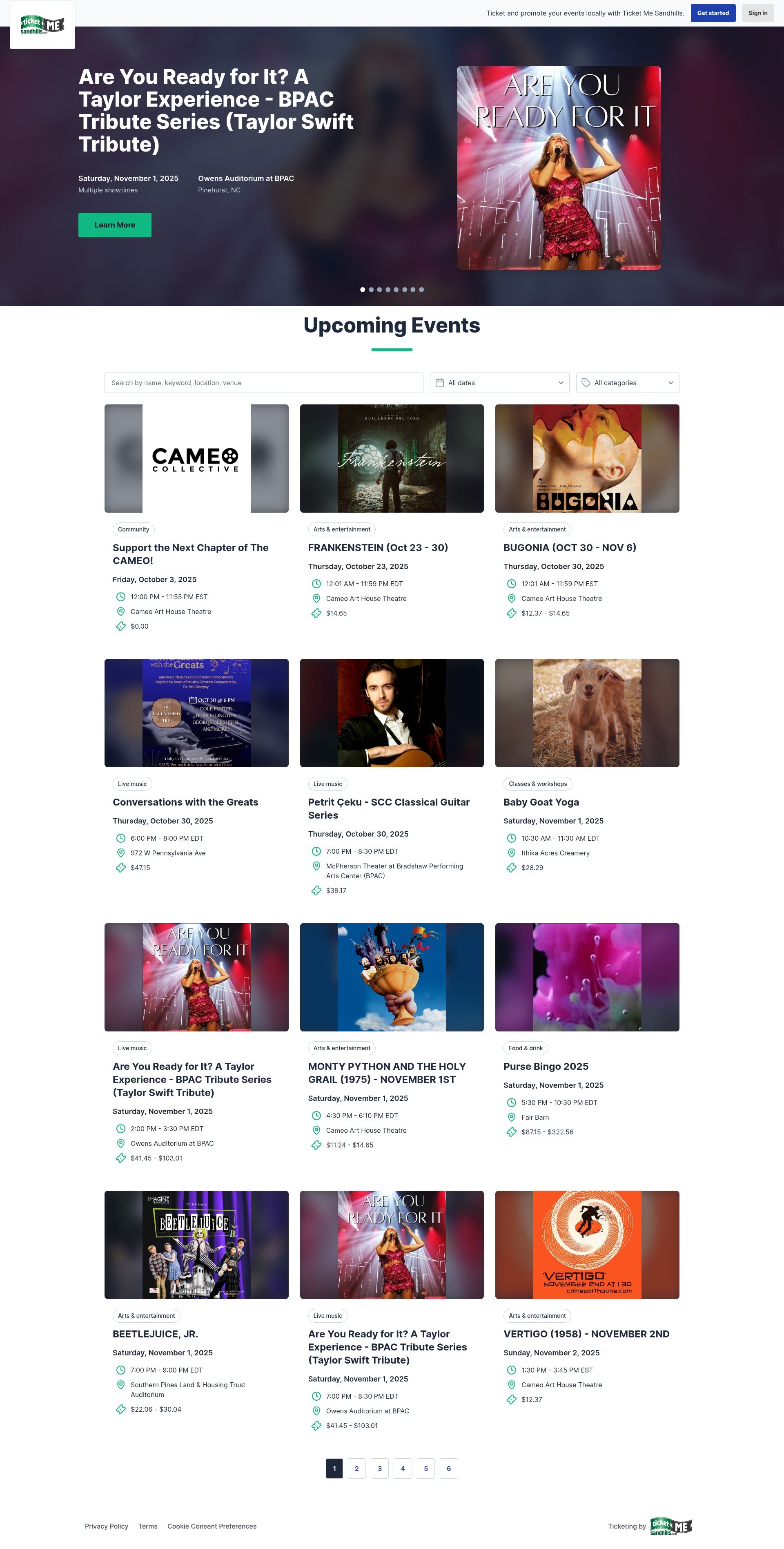 Screenshot of ticketmesandhills.com