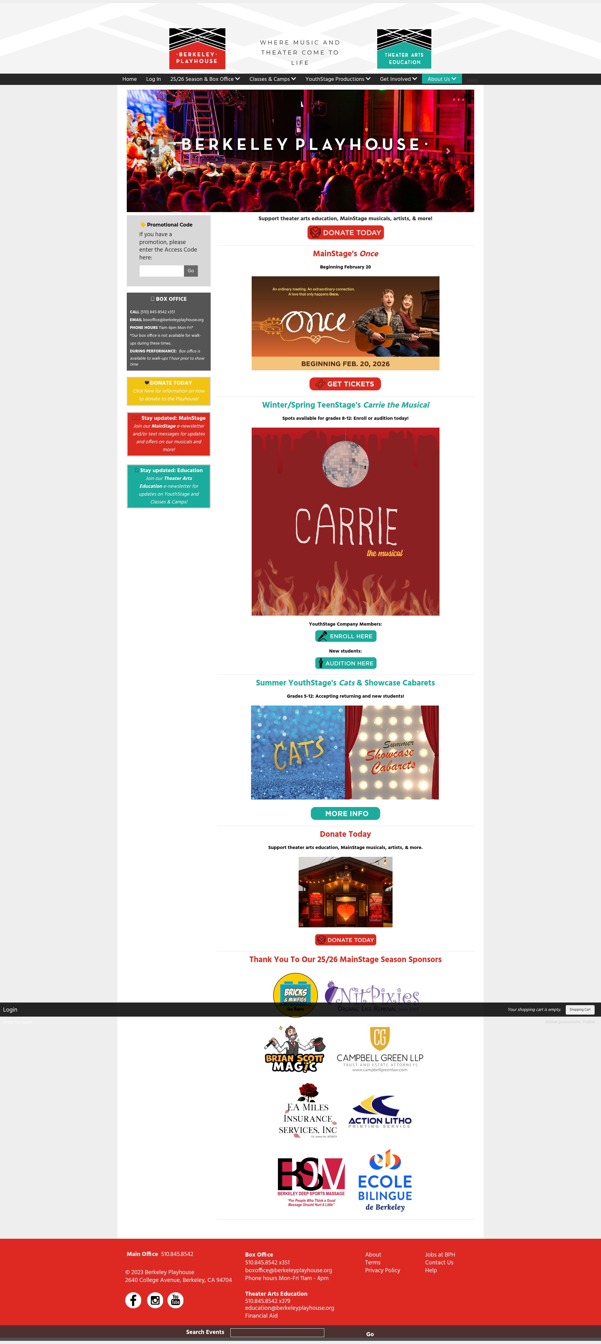 Screenshot of tickets.berkeleyplayhouse.org