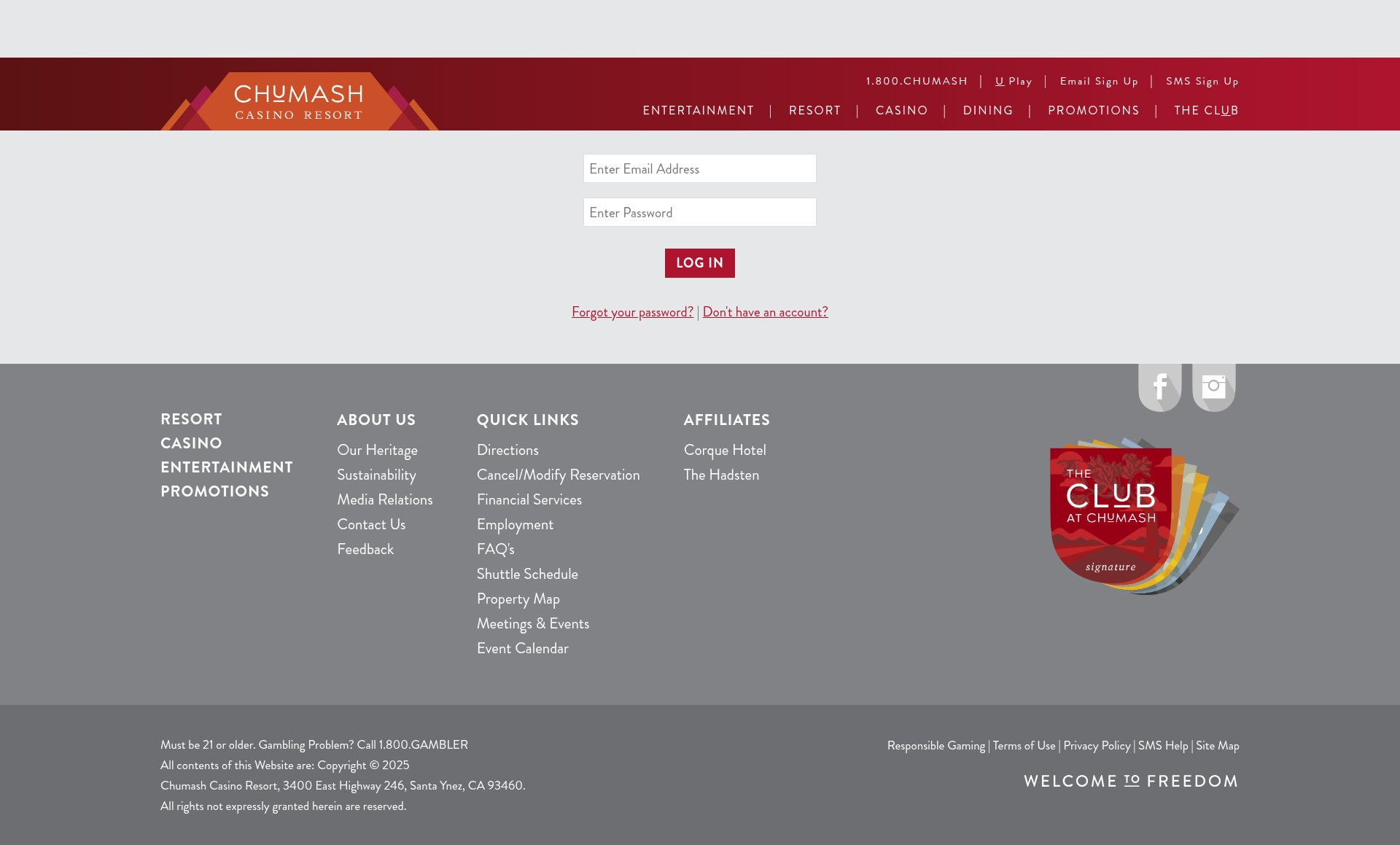 Screenshot of tickets.chumashcasino.com