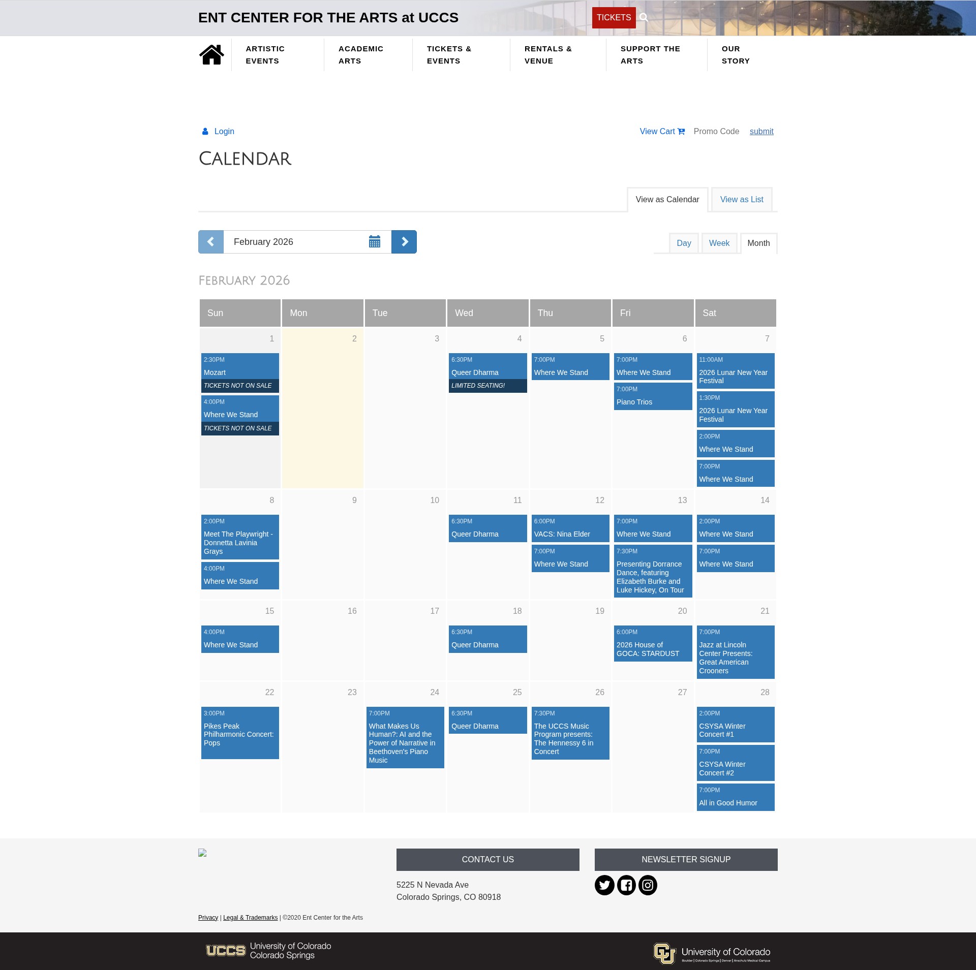 Screenshot of tickets.entcenterforthearts.org