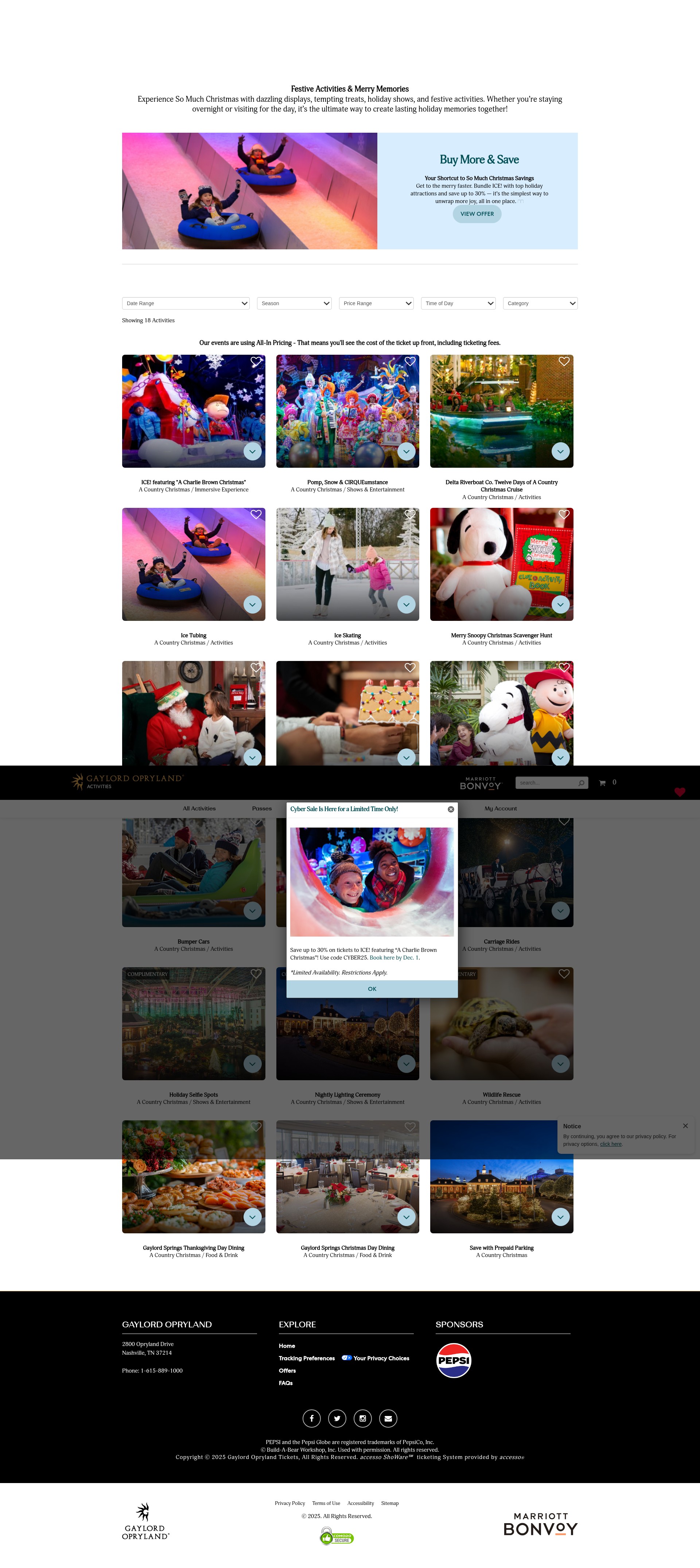 Screenshot of tickets.gaylordopryland.com
