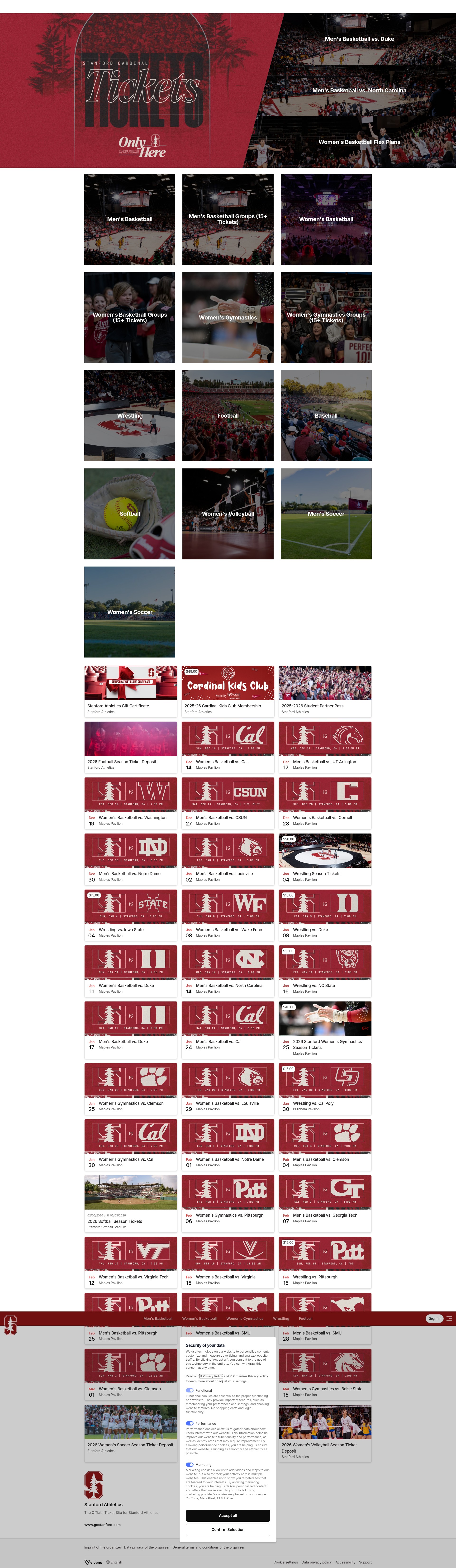 Screenshot of tickets.gostanford.com