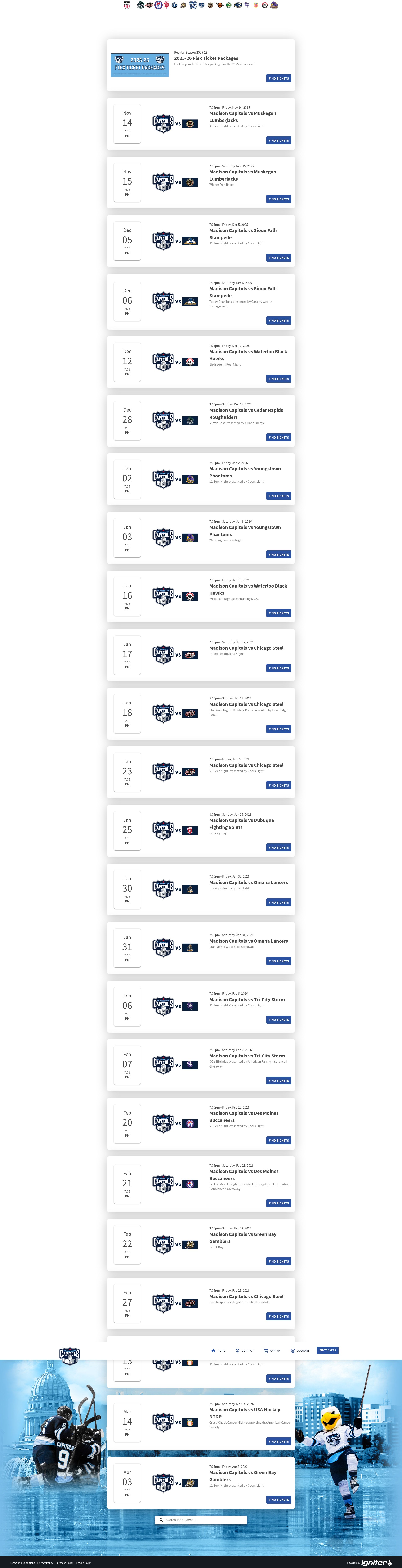 Screenshot of tickets.madcapshockey.com