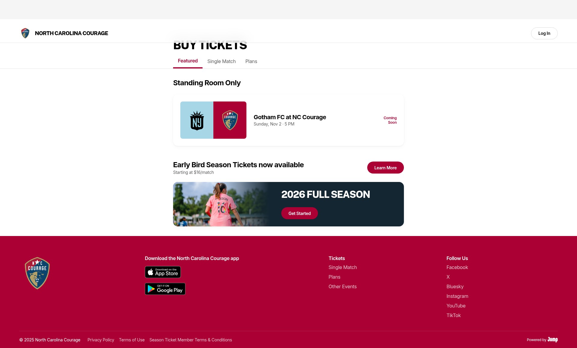 Screenshot of tickets.nccourage.com