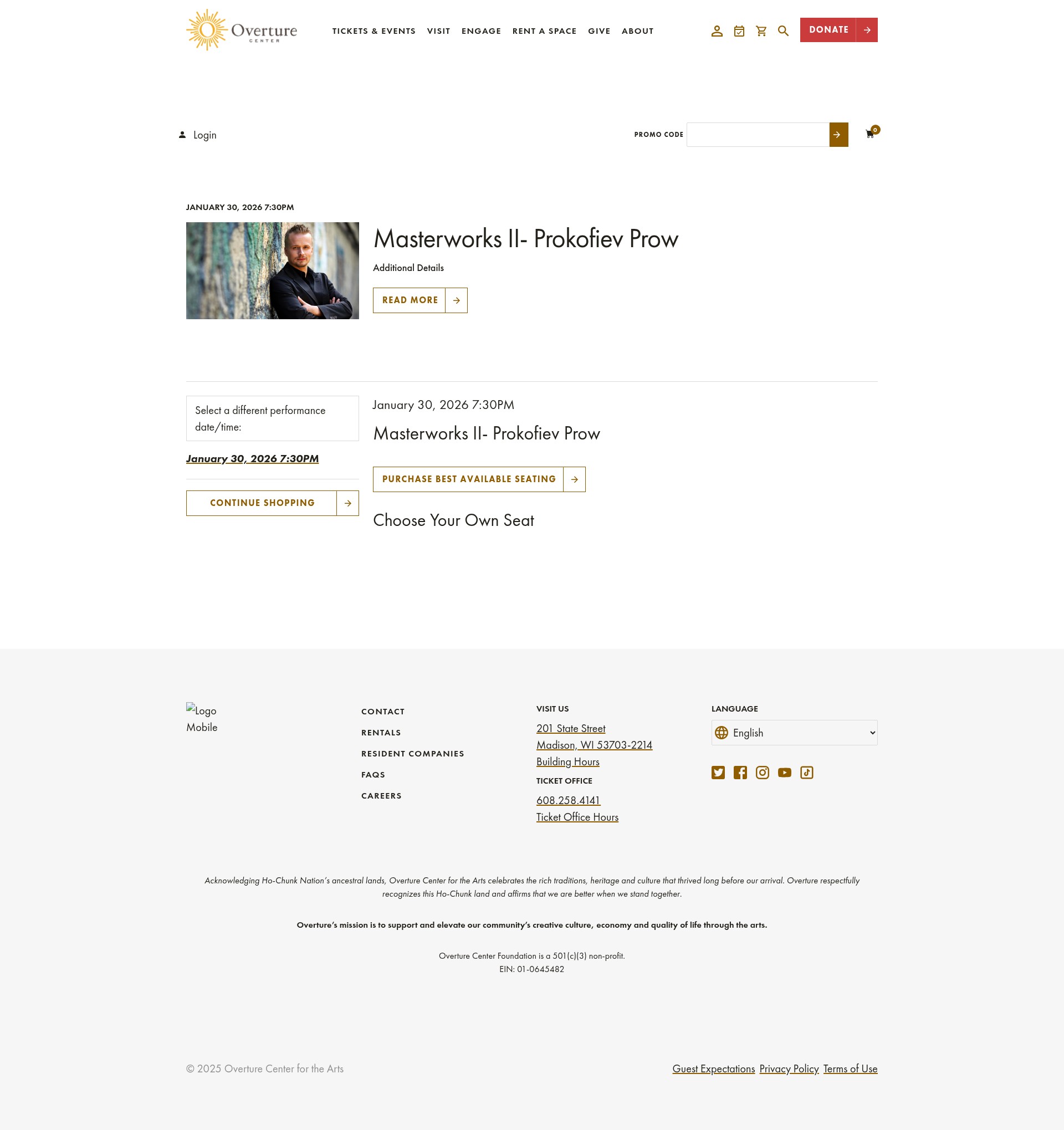Screenshot of tickets.overture.org