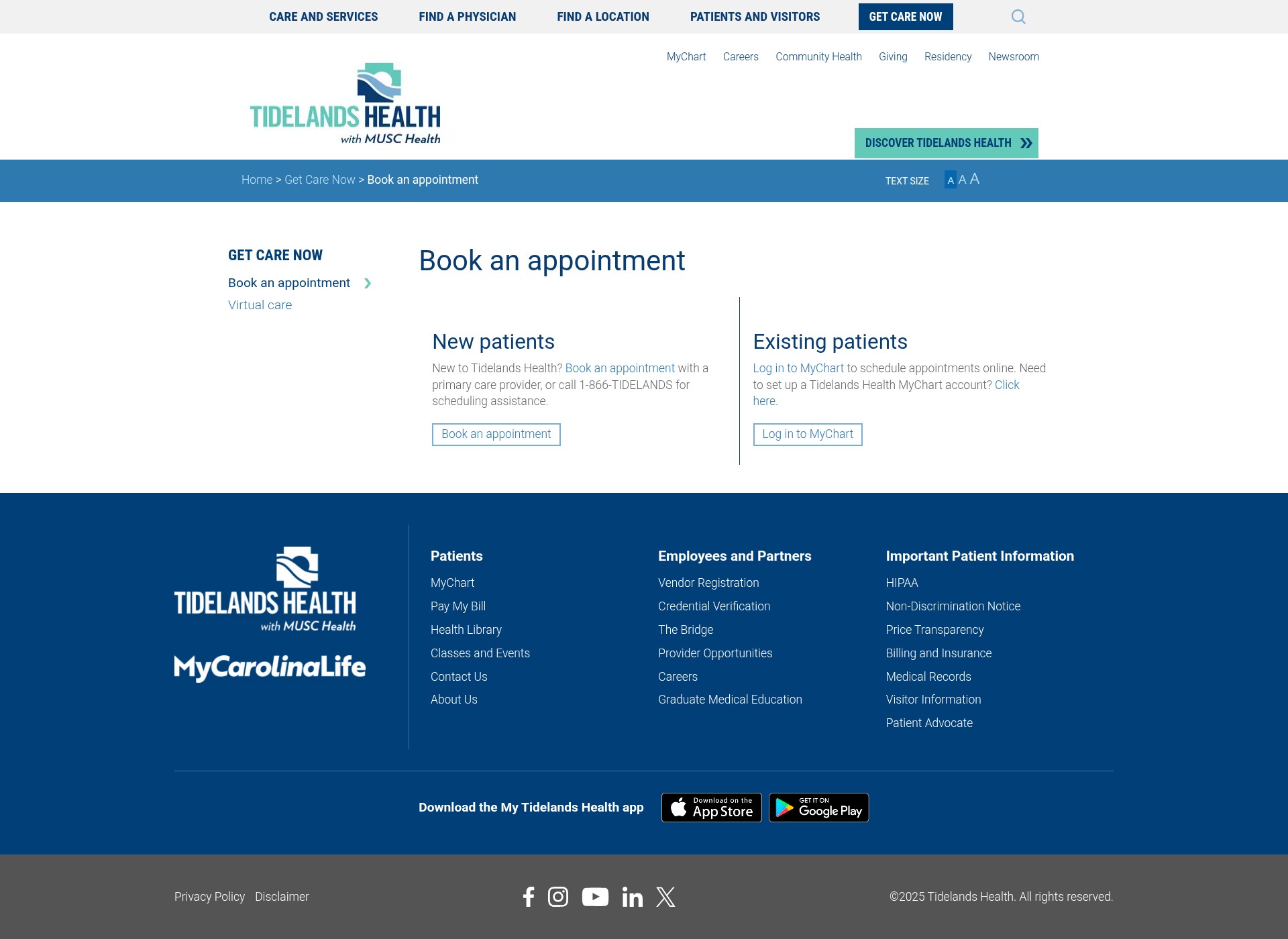 Screenshot of tidelandshealth.org