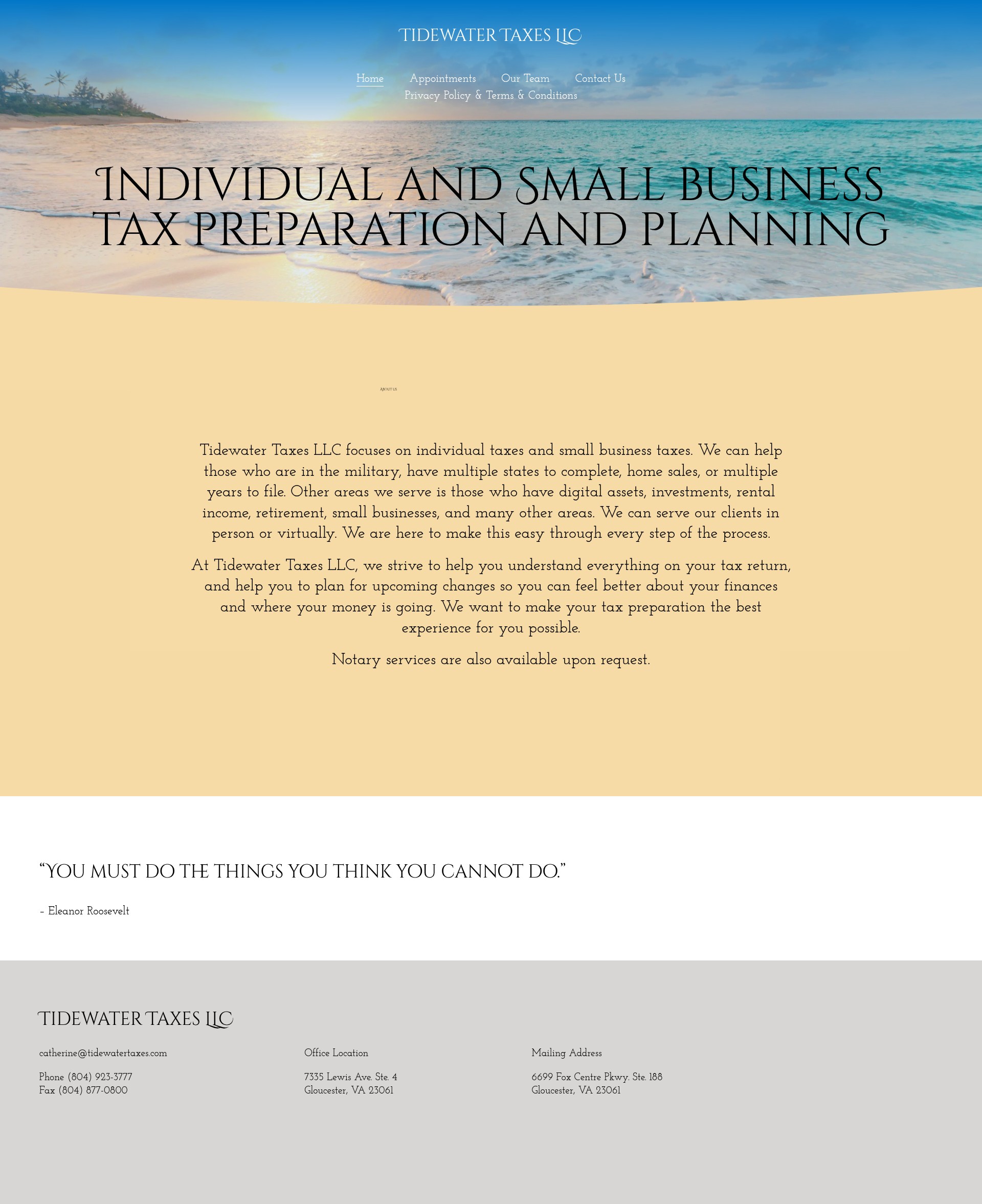 Screenshot of tidewatertaxes.com