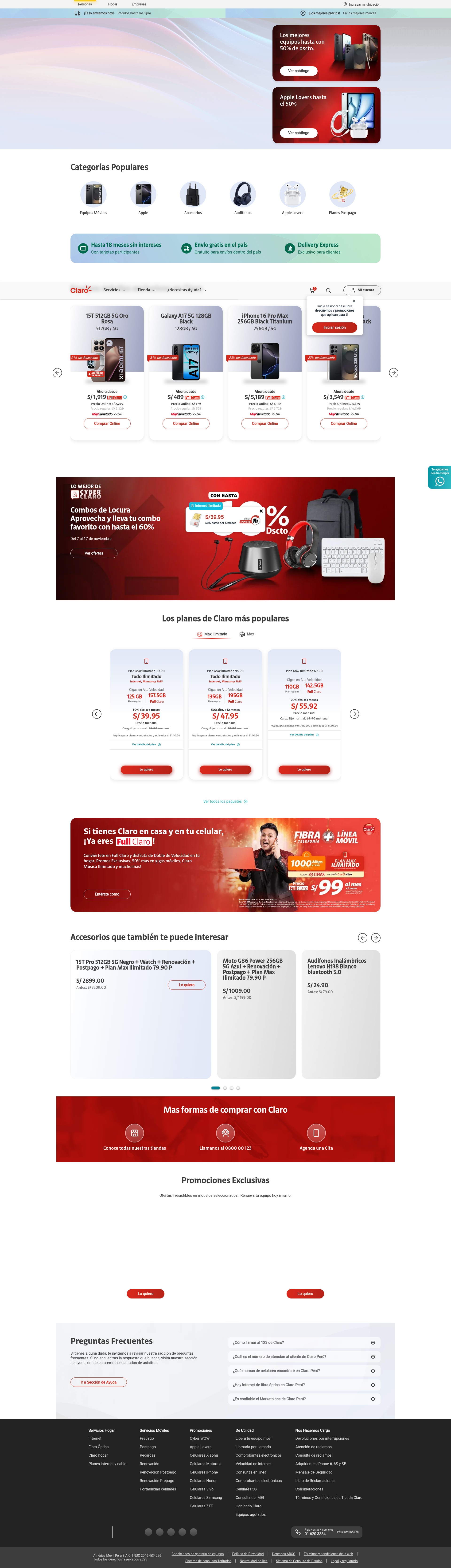Screenshot of tiendaclaro.pe