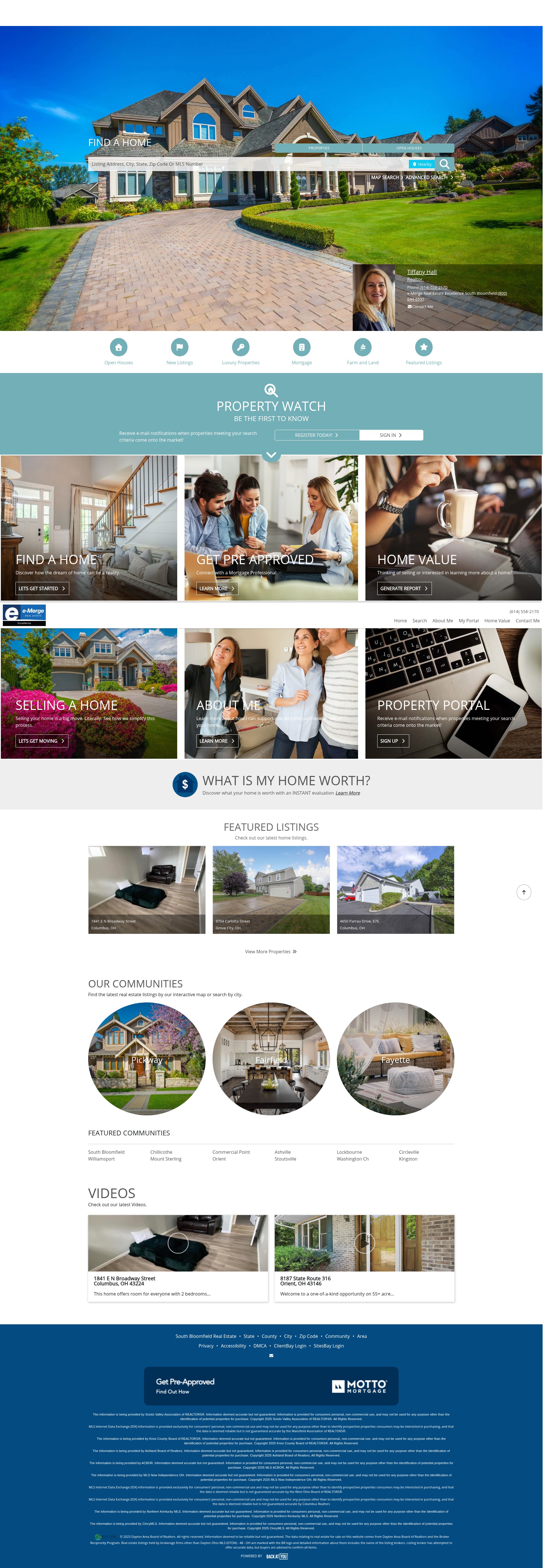 Screenshot of tiffanyhall.e-merge.com