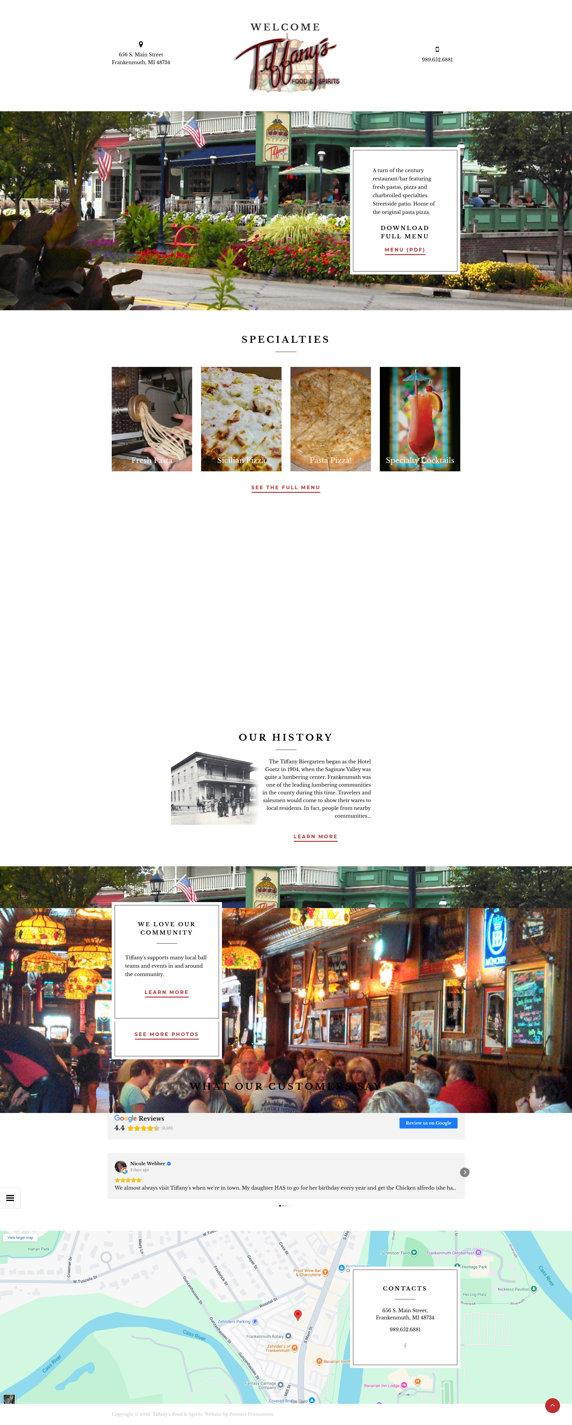 Screenshot of tiffanysfoodandspirits.com