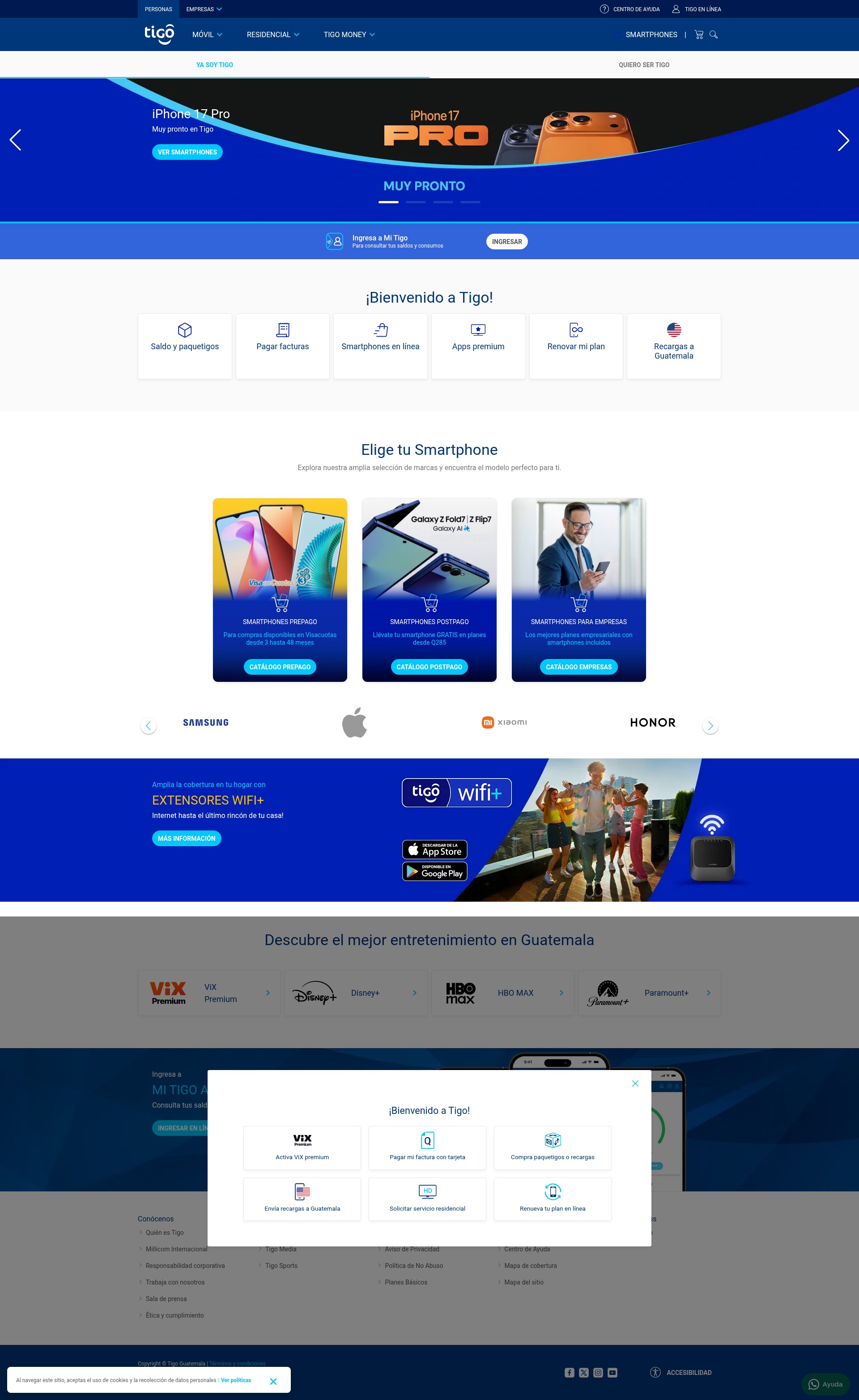 Screenshot of tigo.com.gt
