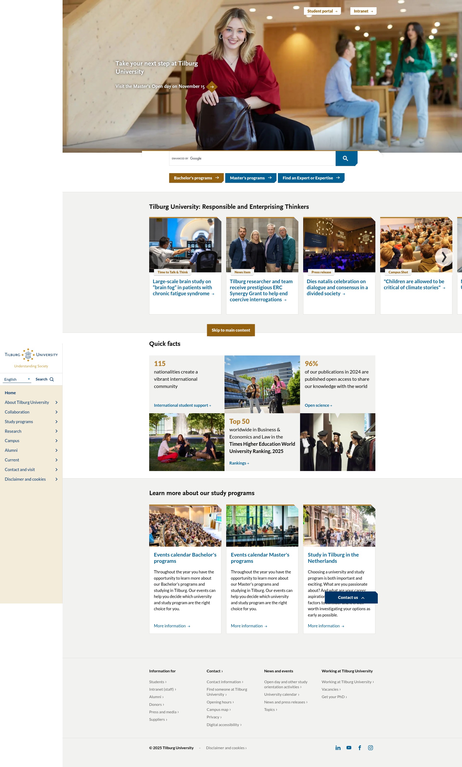 Screenshot of tilburguniversity.edu