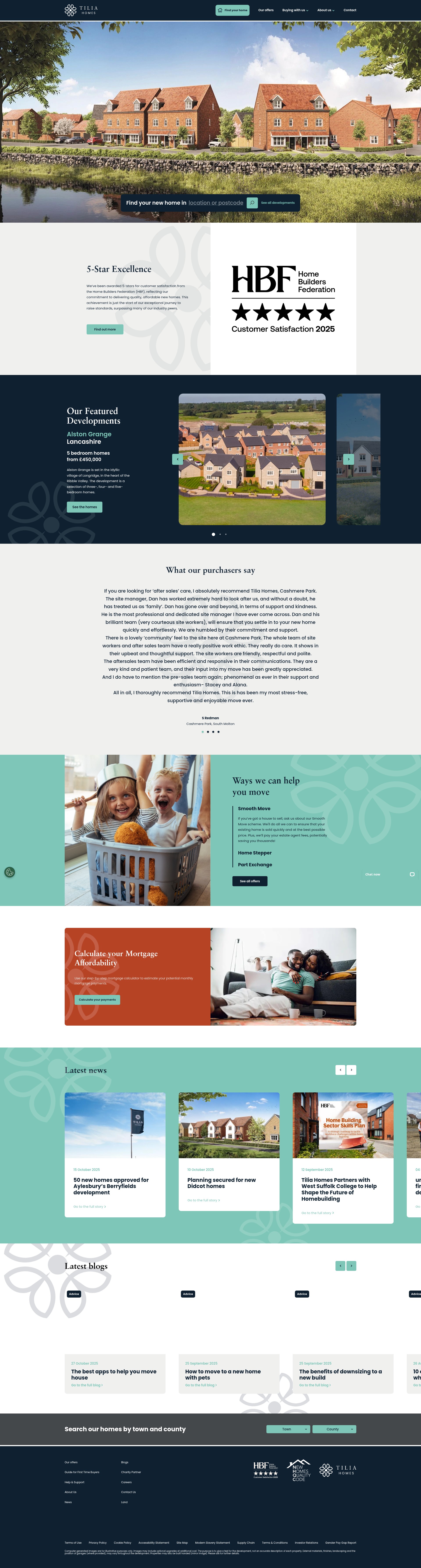 Screenshot of tiliahomes.co.uk