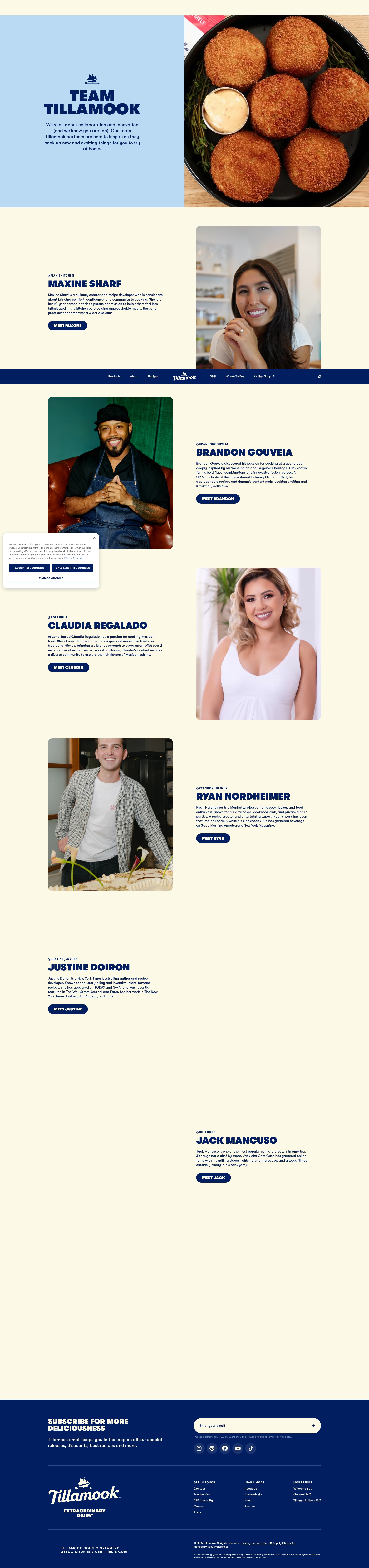 Screenshot of tillamook.com