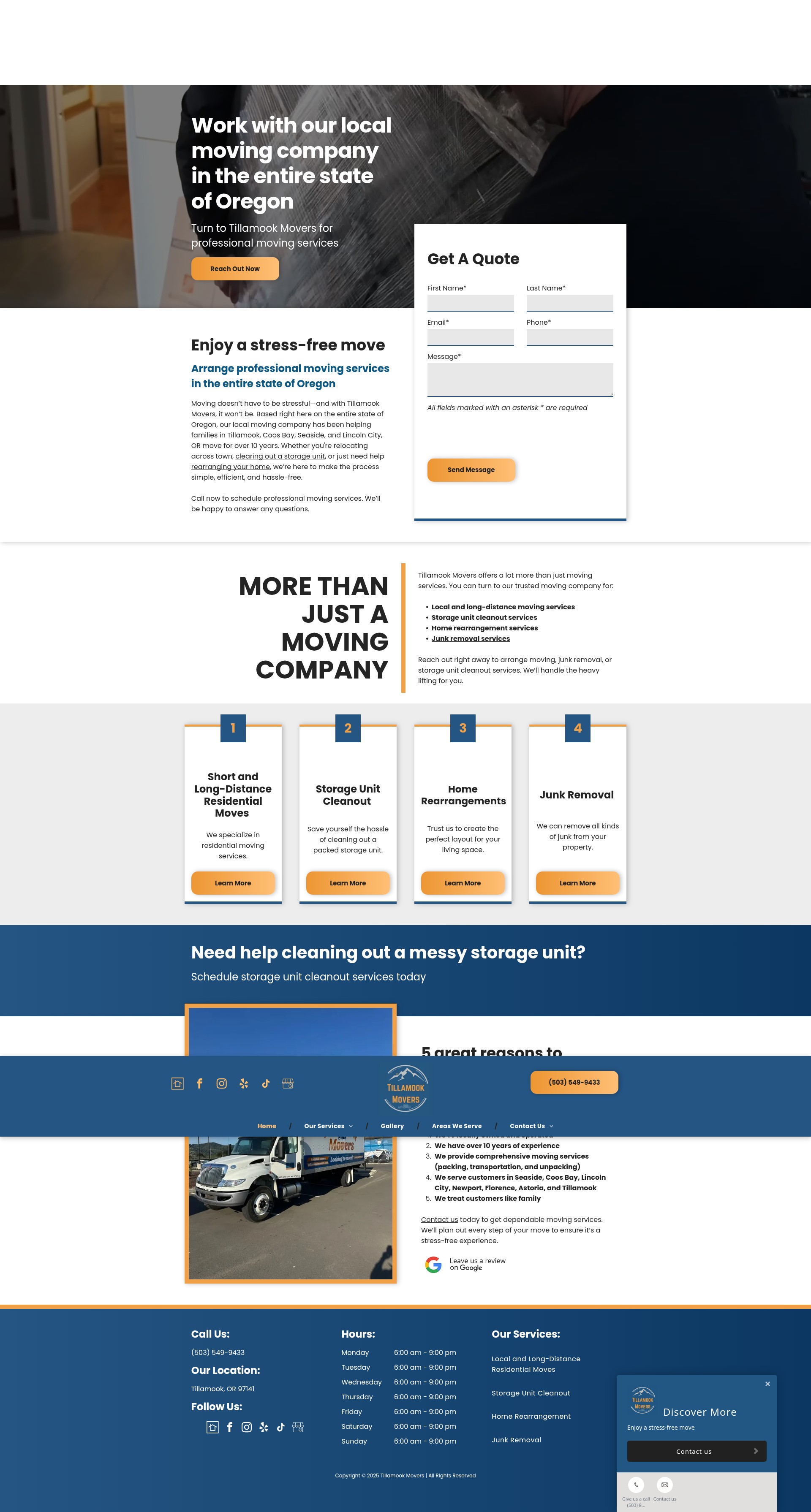 Screenshot of tillamookmovers.com
