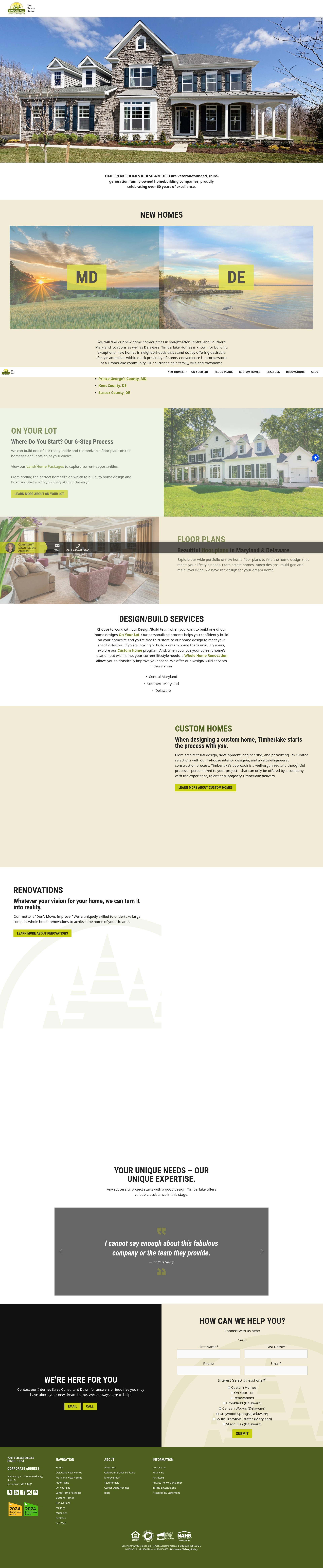 Screenshot of timberlakehomes.com
