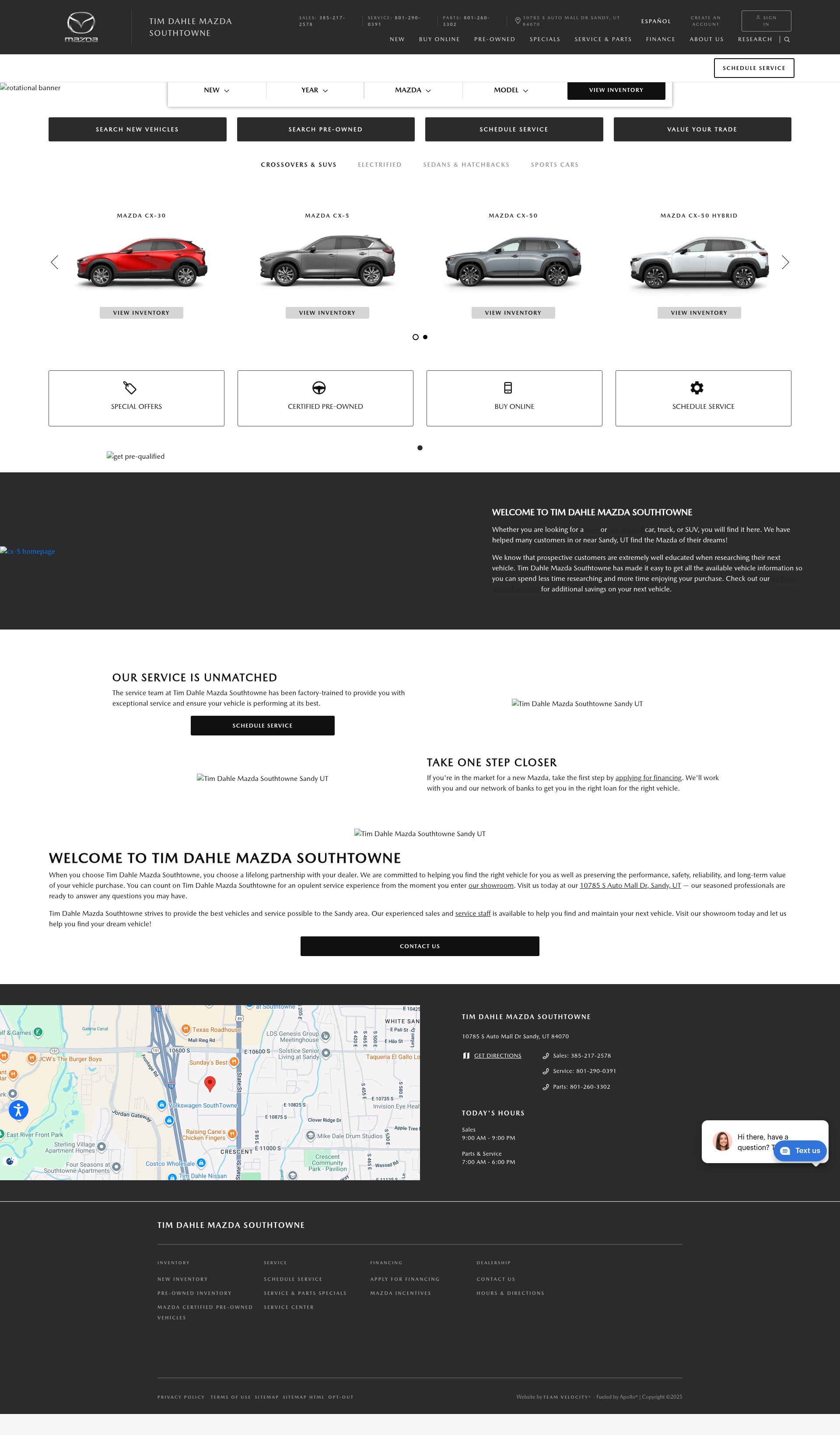 Screenshot of timdahlemazdasouthtowne.com
