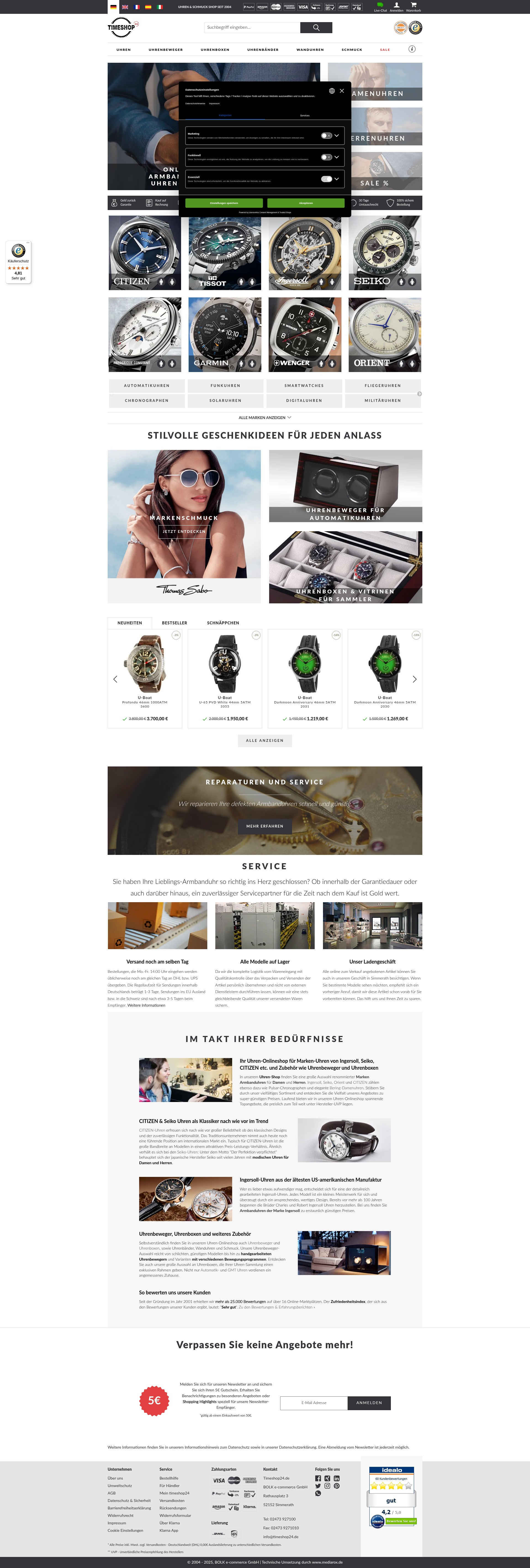 Screenshot of timeshop24.de