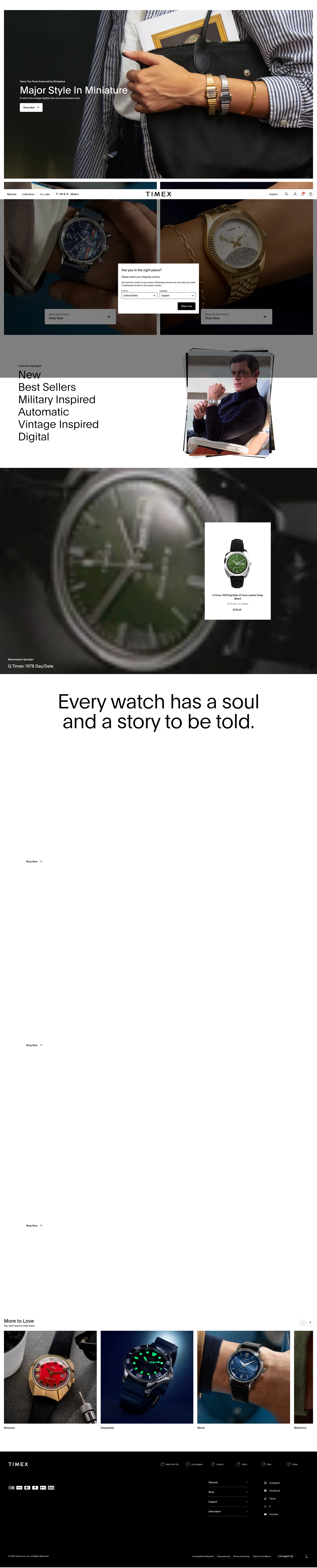 Screenshot of timex.ca