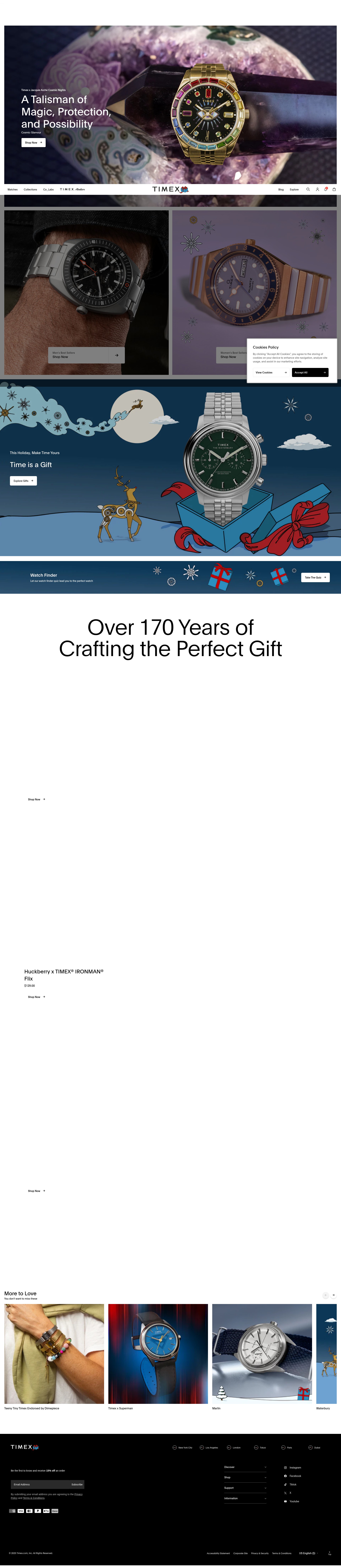 Screenshot of timex.com