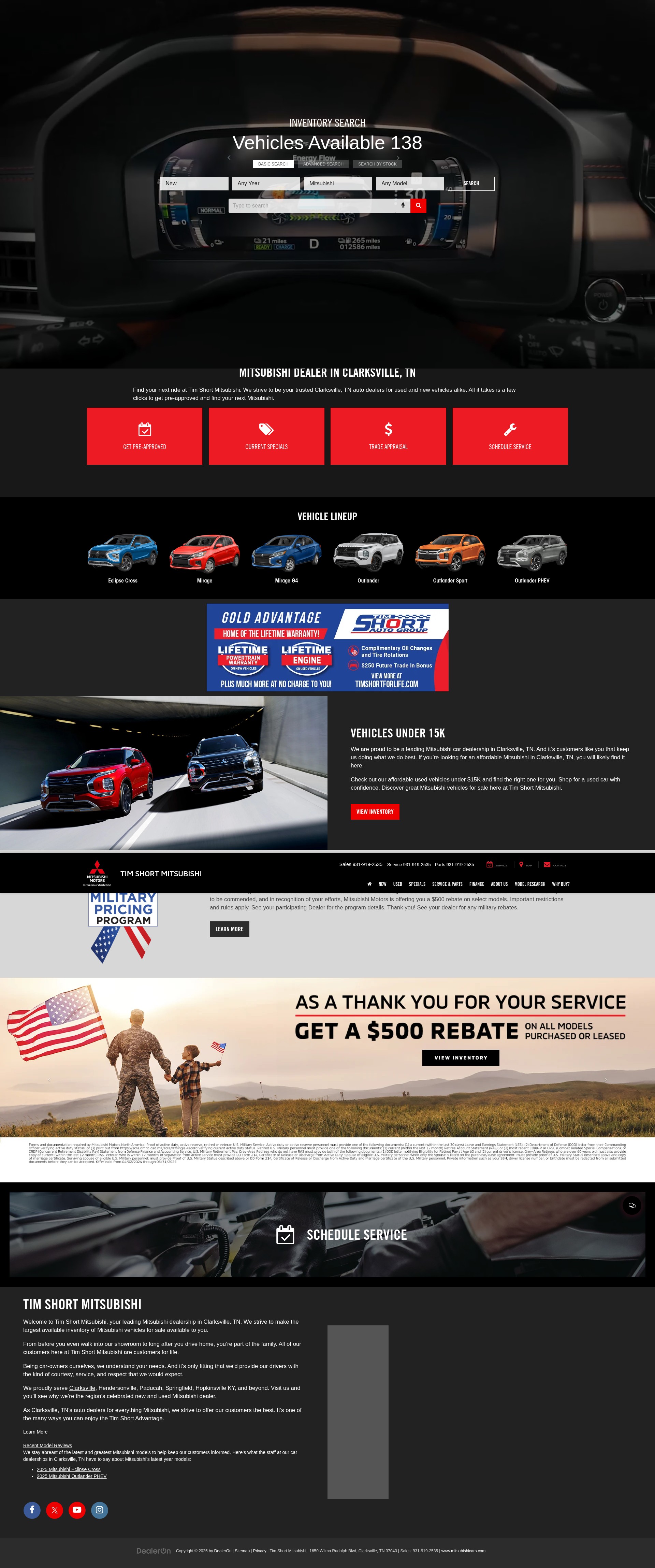 Screenshot of timshortmitsubishi.com