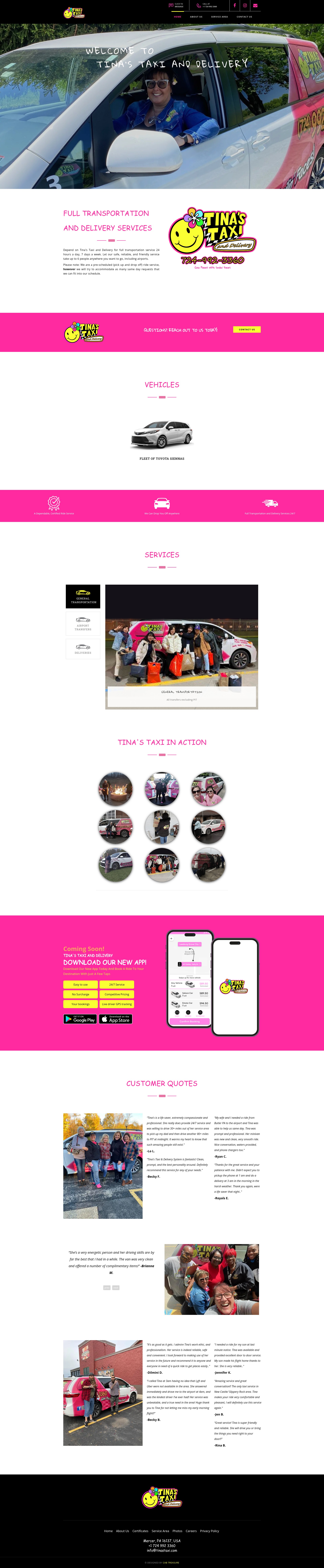 Screenshot of tinastaxi.com