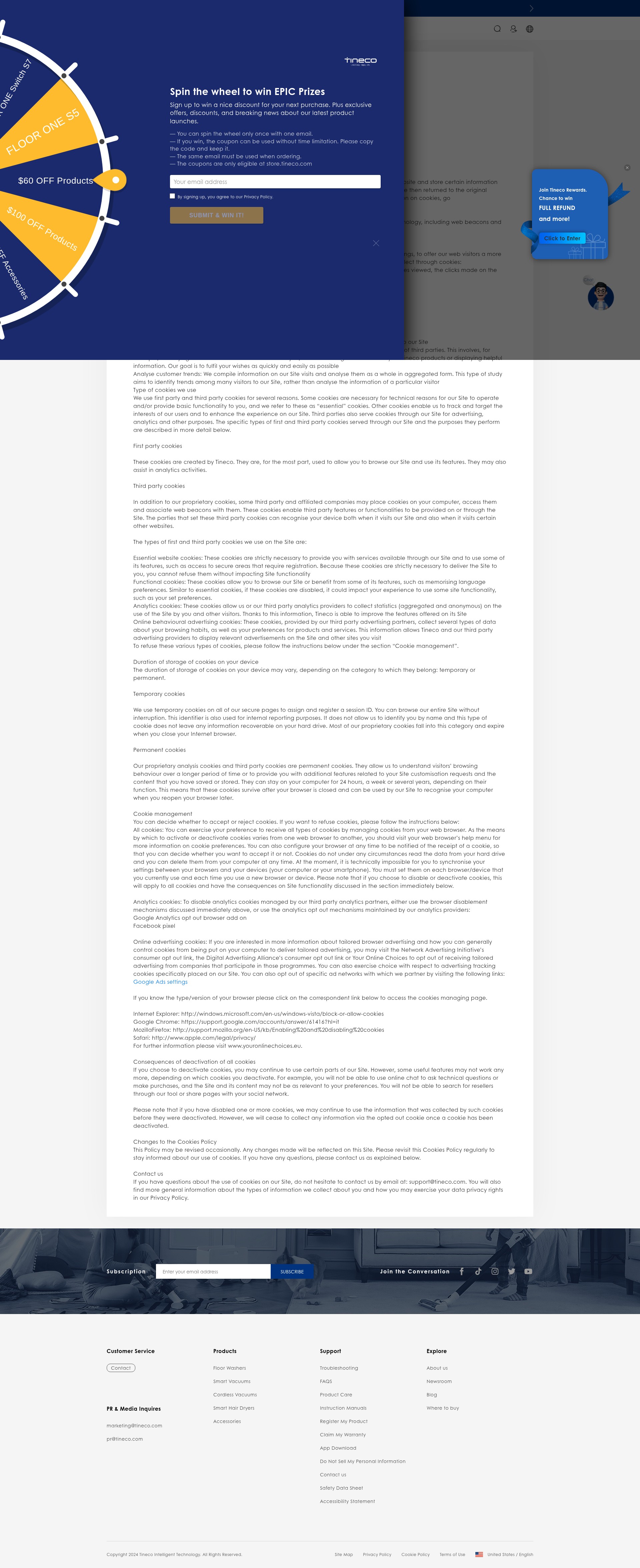Screenshot of tineco.com