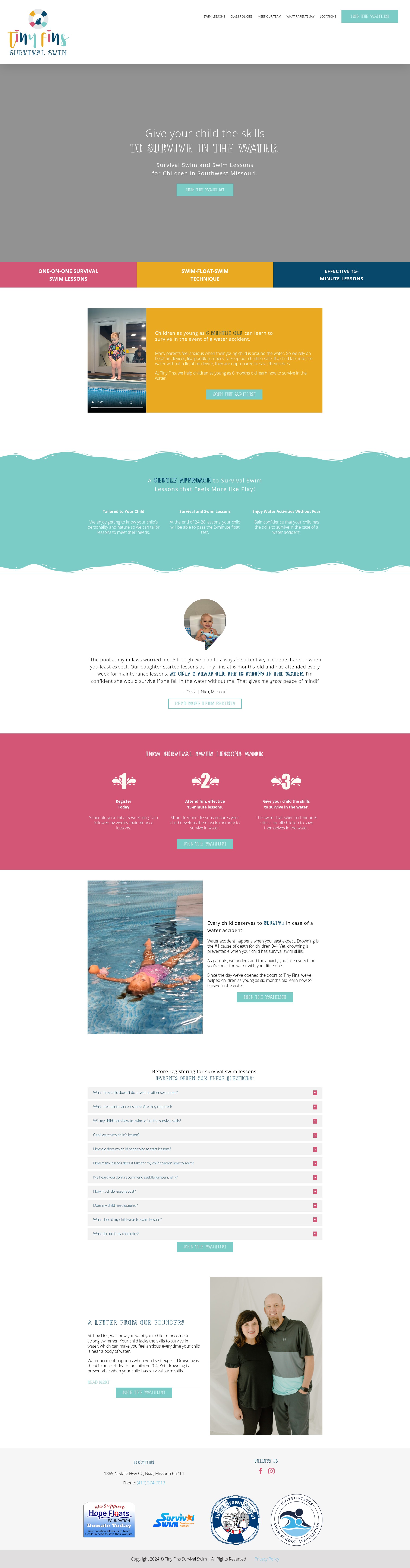 Screenshot of tinyfinssurvivalswim.com