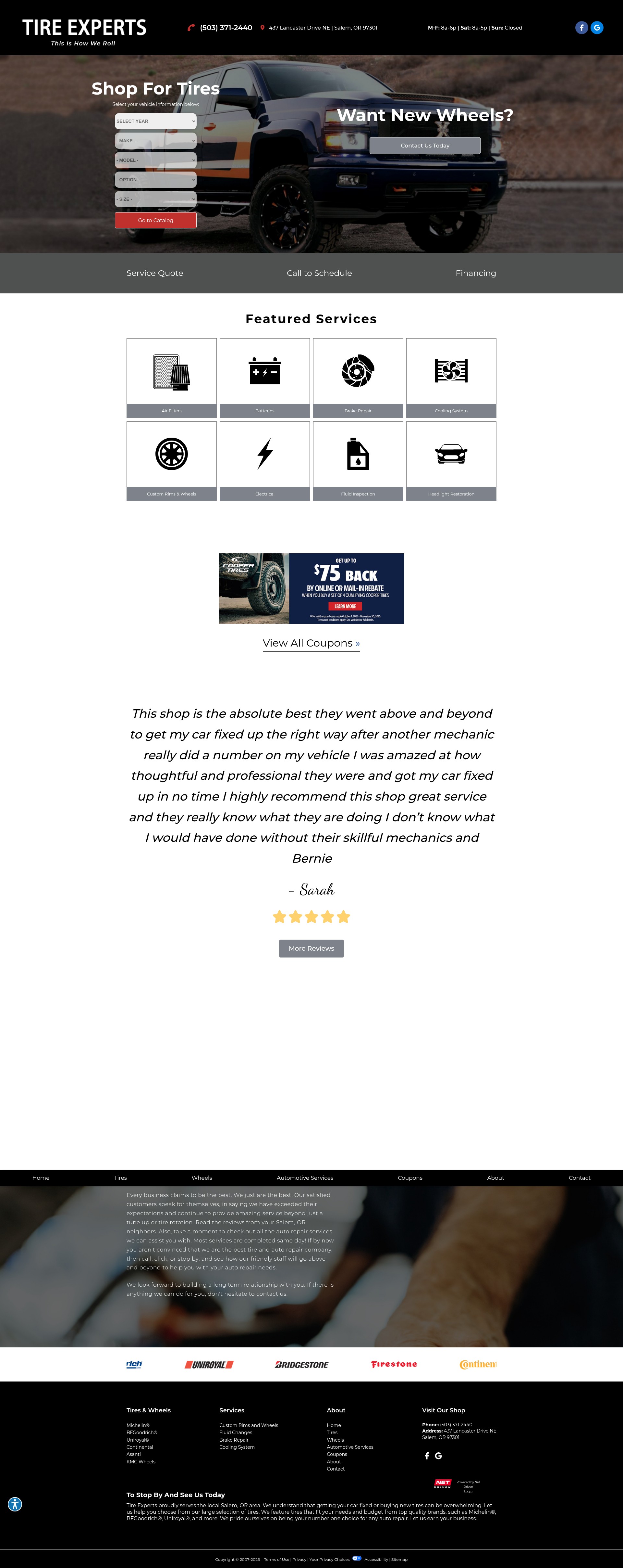 Screenshot of tireexpertssalem.com