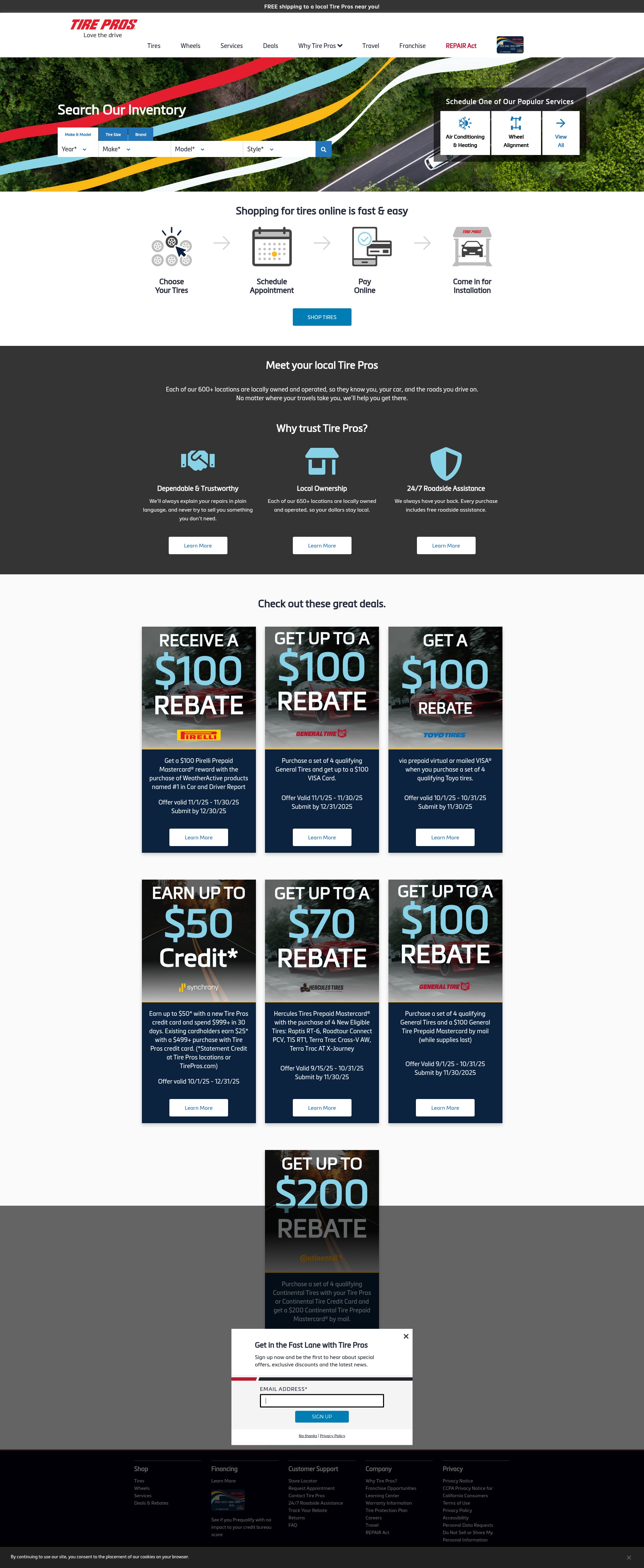 Screenshot of tirepros.com