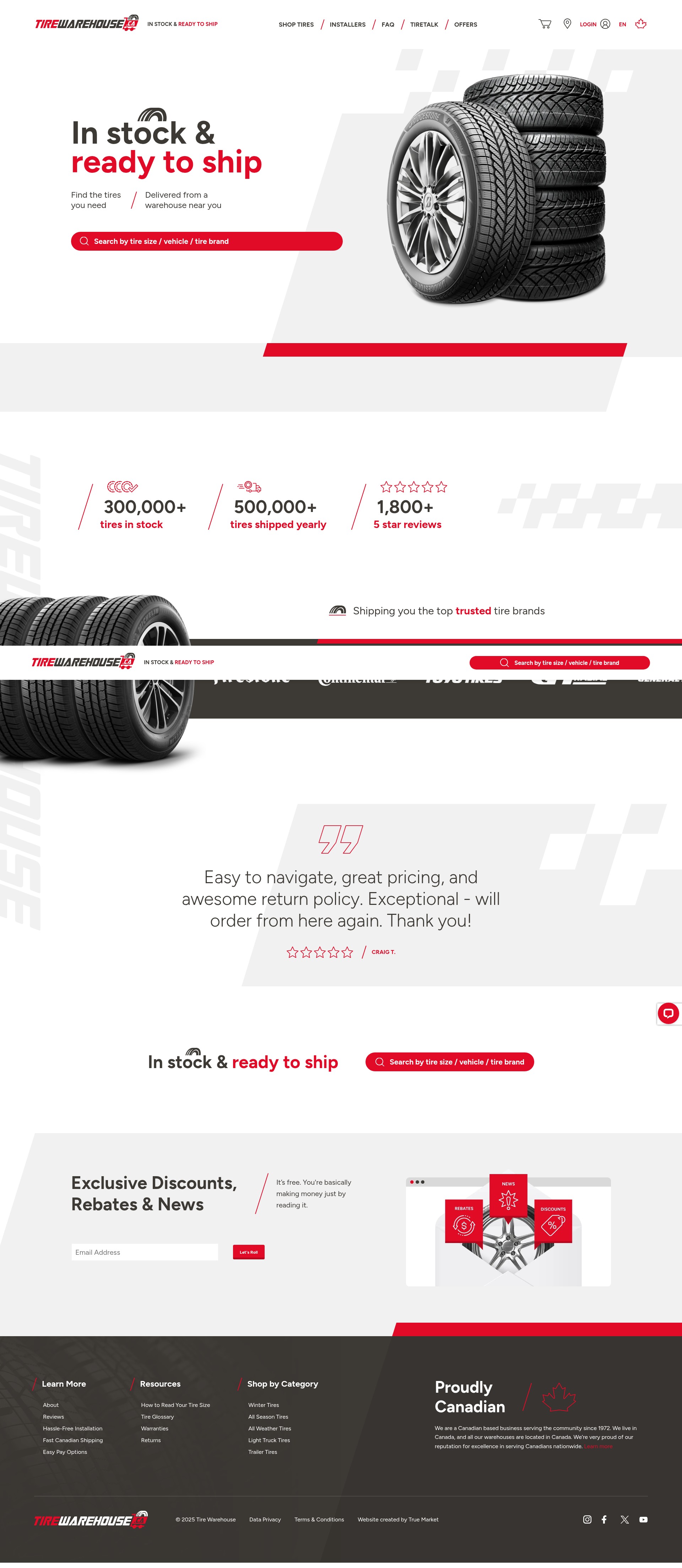 Screenshot of tirewarehouse.ca