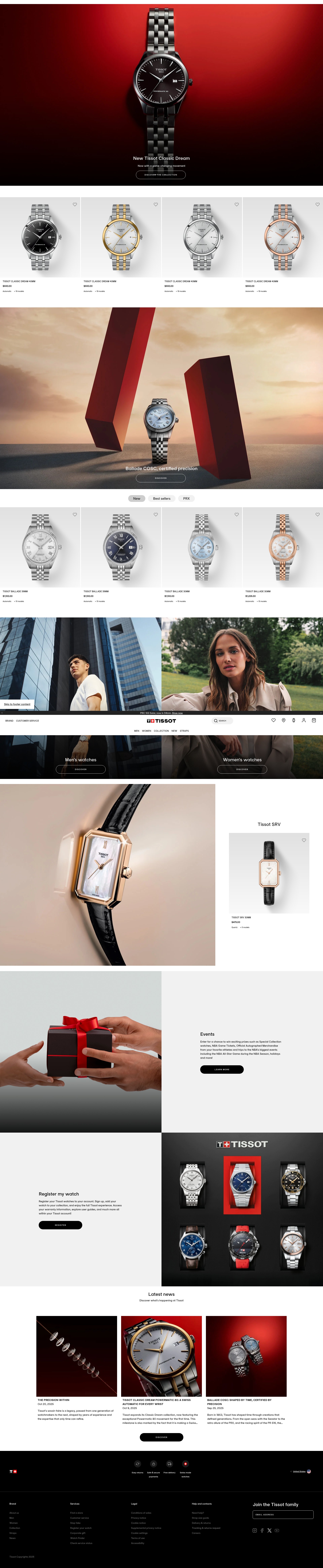 Screenshot of tissotwatches.com