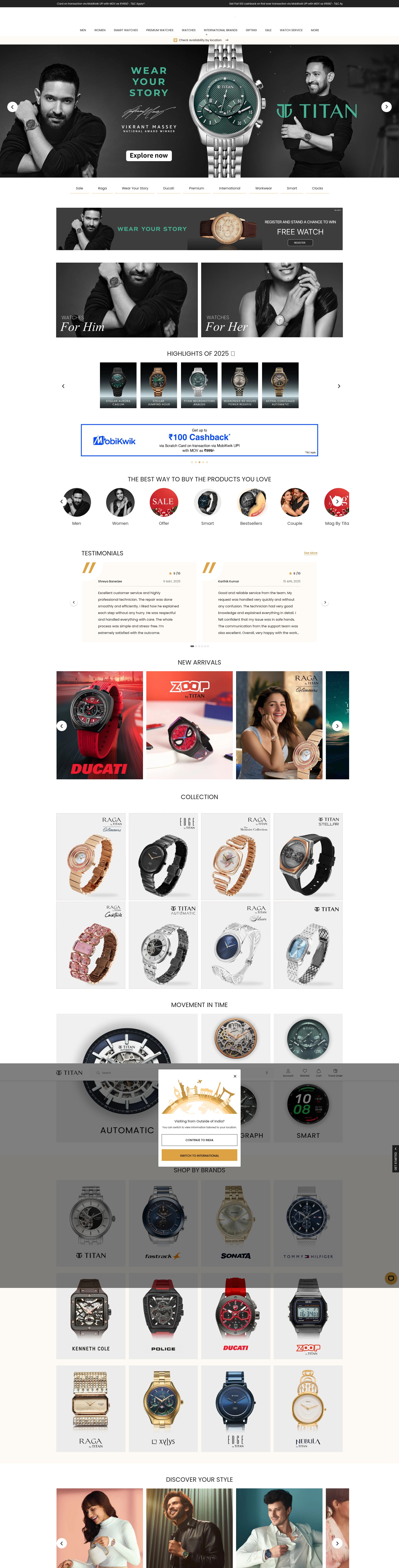 Screenshot of titan.co.in