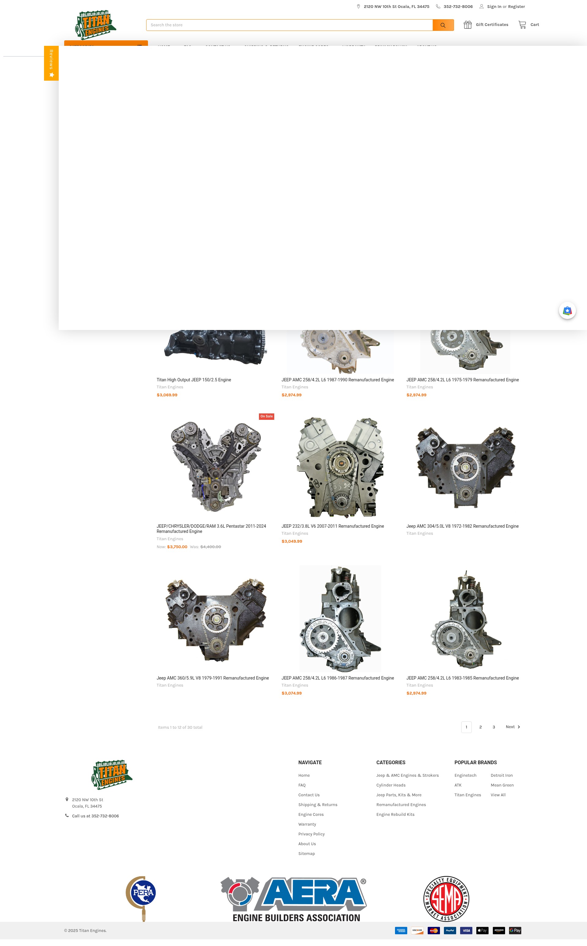 Screenshot of titanengines.com